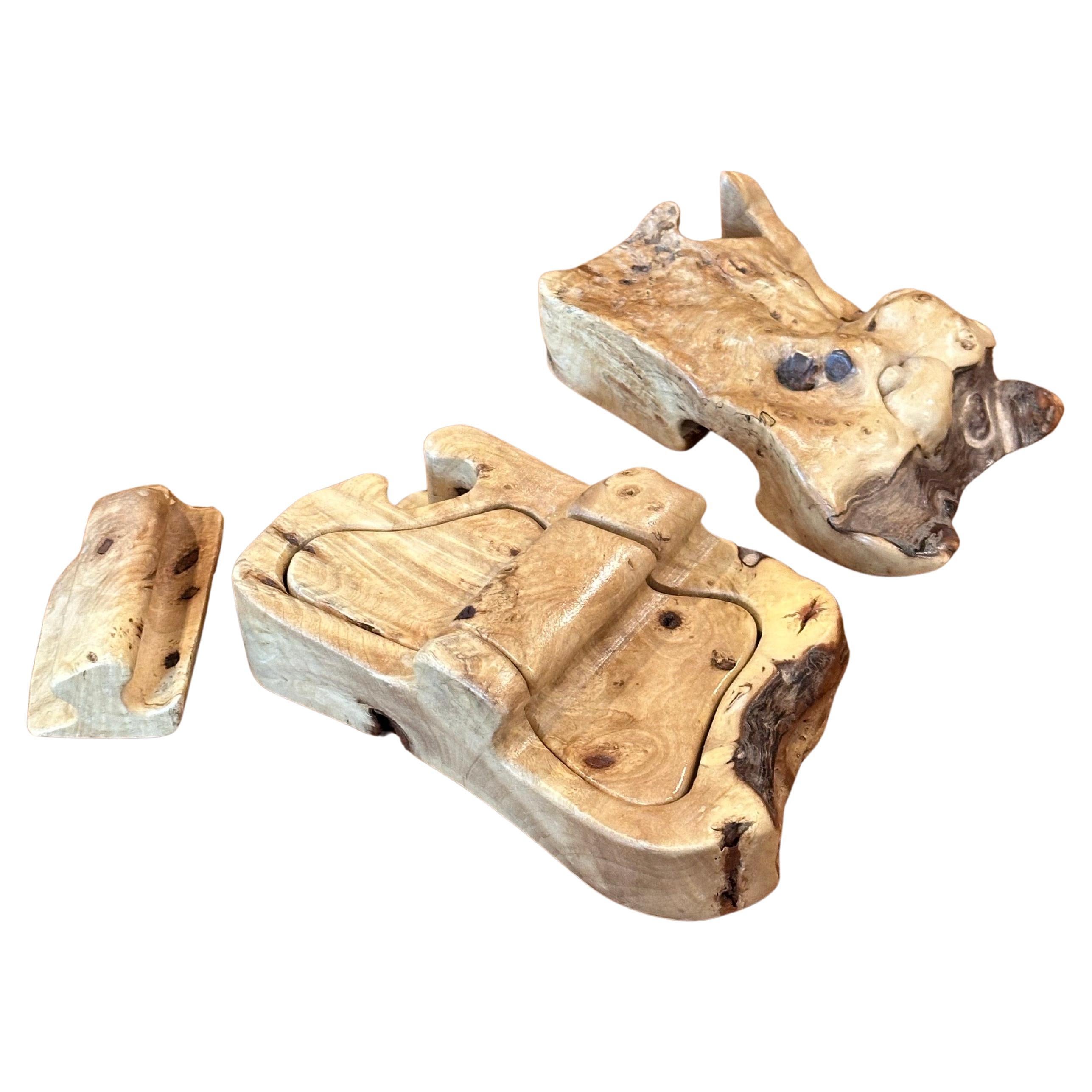 Boîte à puzzle en bois de ronce par Don Wood Bon état - En vente à San Diego, CA