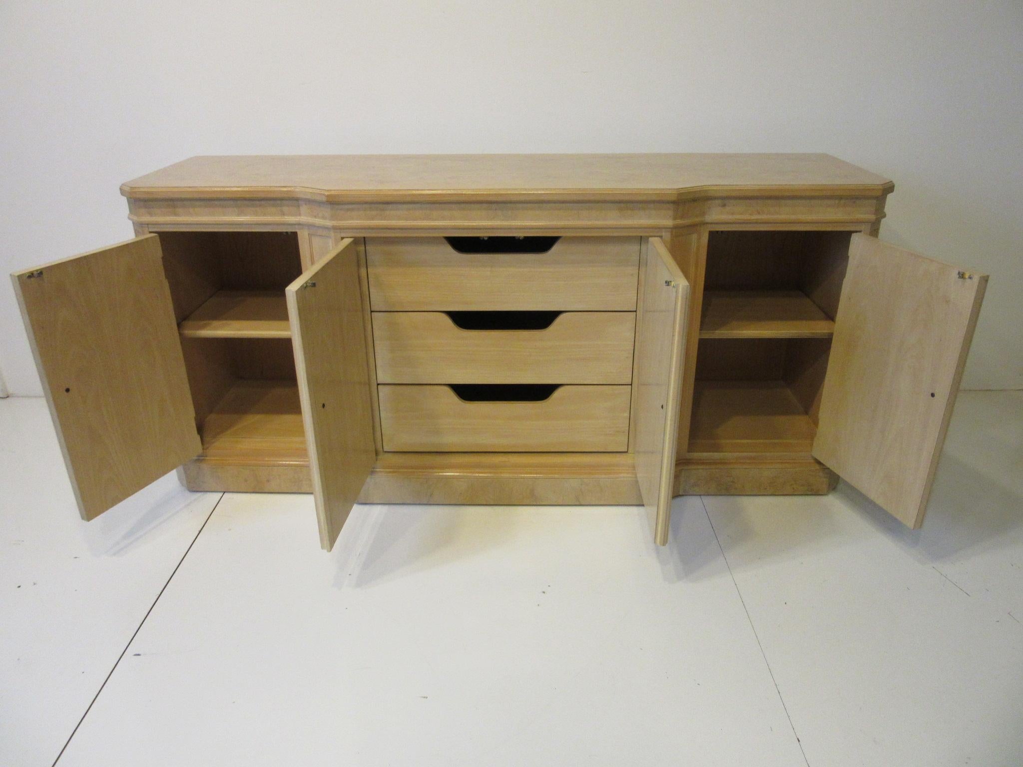 American Burl Wood Sideboard / Cabinet by Heritage from the Corinthian Collection