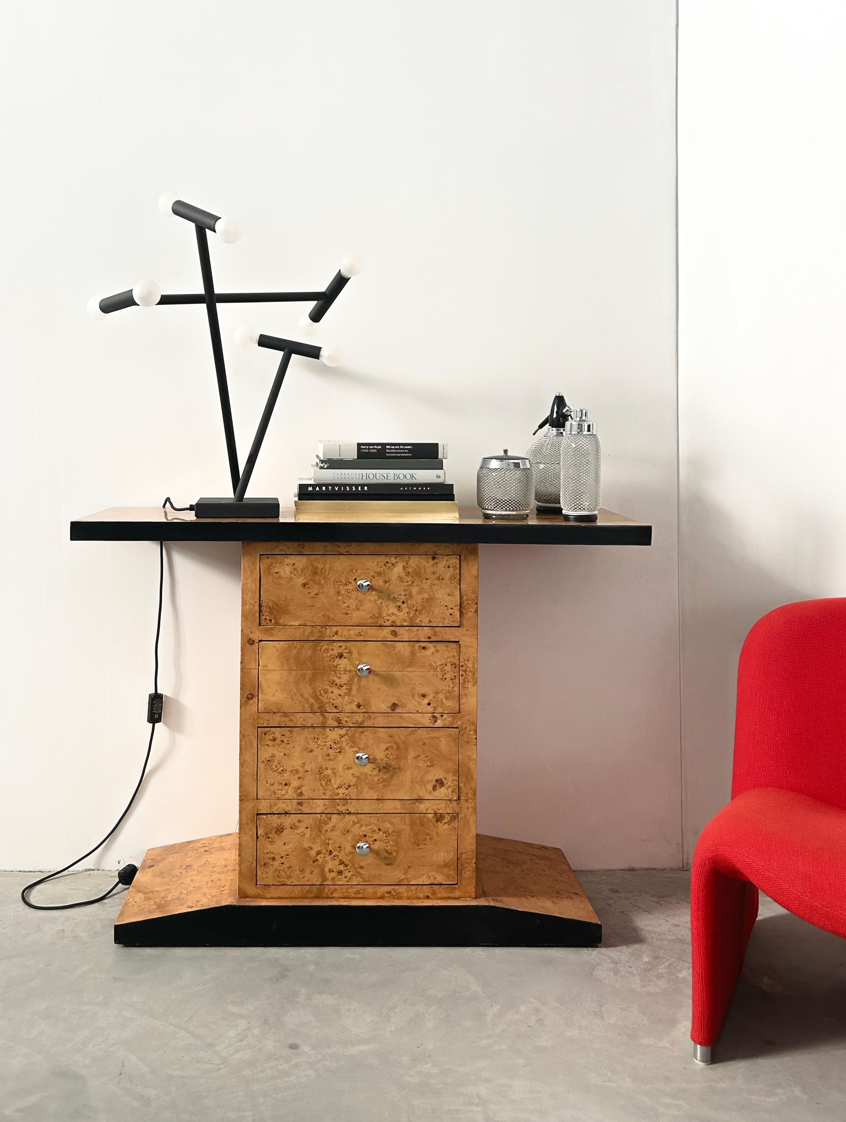 Art Deco Burl Wood Sideboard/Credenza/Console Table, 1980s - France For Sale