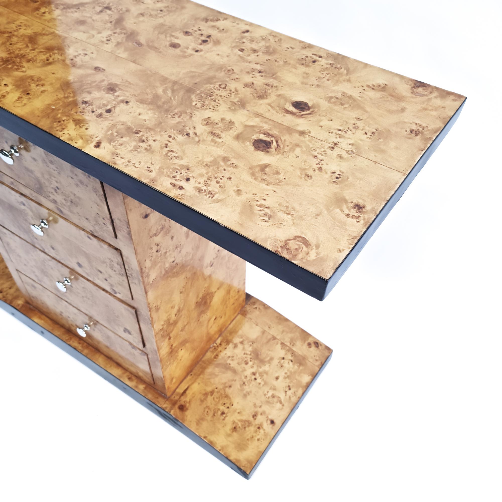 French Burl Wood Sideboard/Credenza/Console Table, 1980s - France For Sale