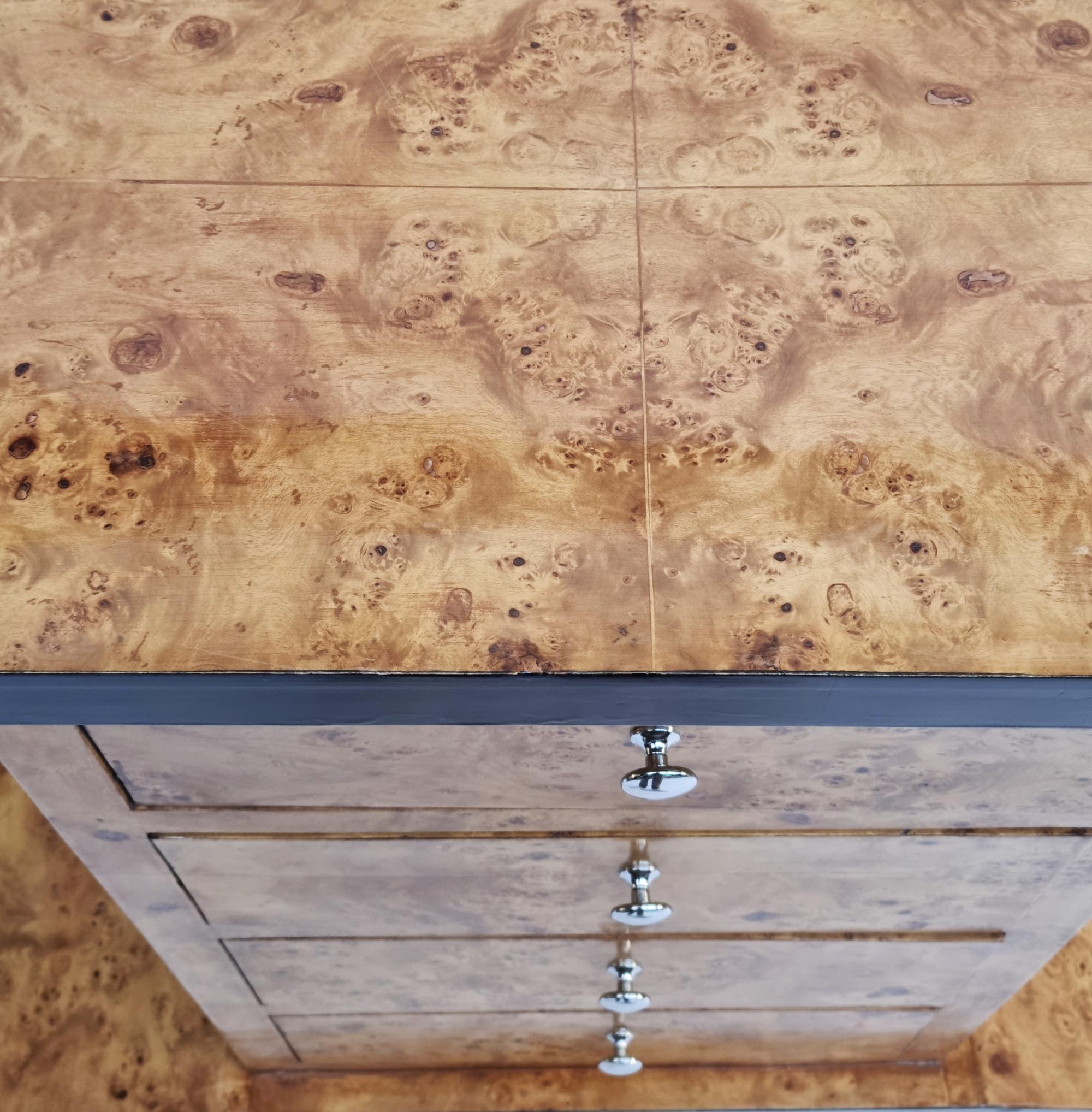 Late 20th Century Burl Wood Sideboard/Credenza/Console Table, 1980s - France For Sale