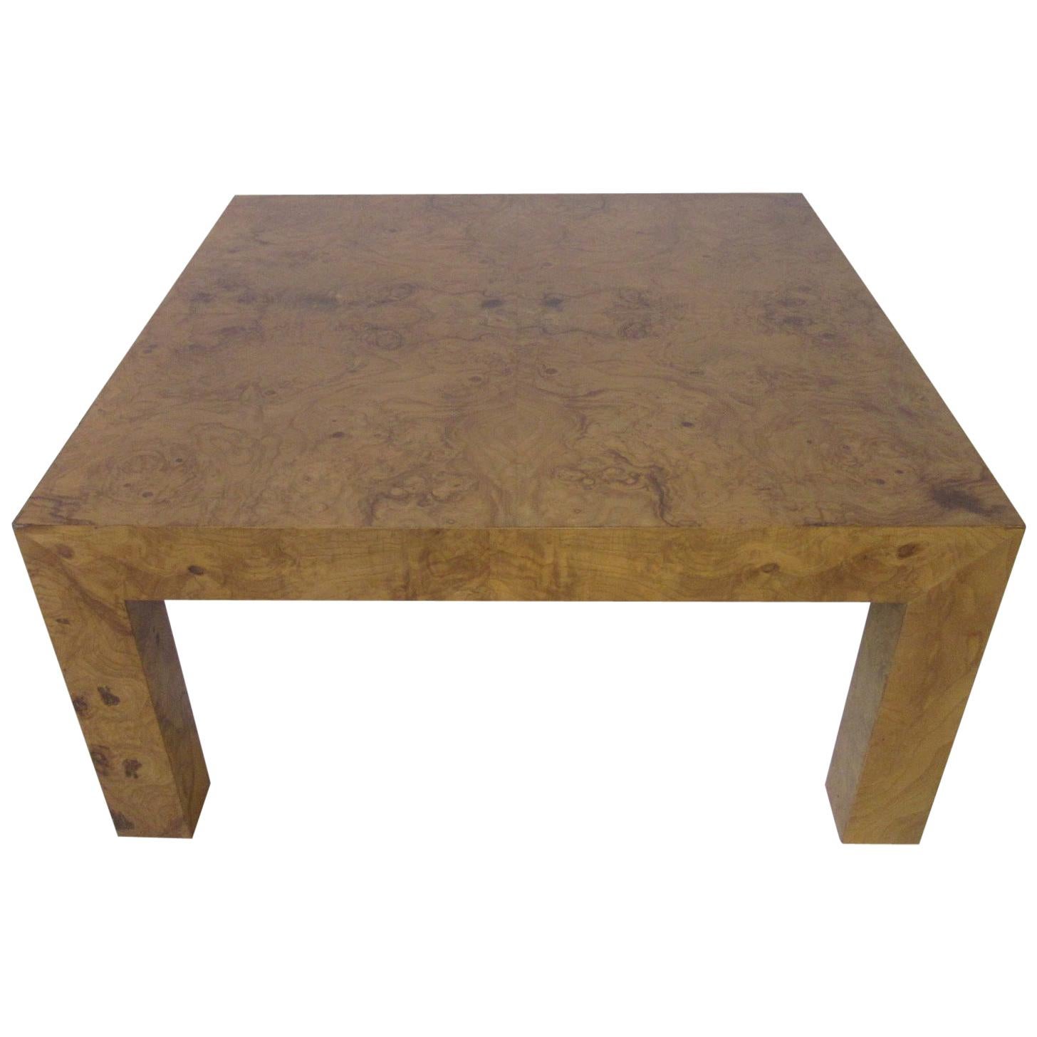Burl Wood Small Scale Coffee Table in the style of Milo Baughman