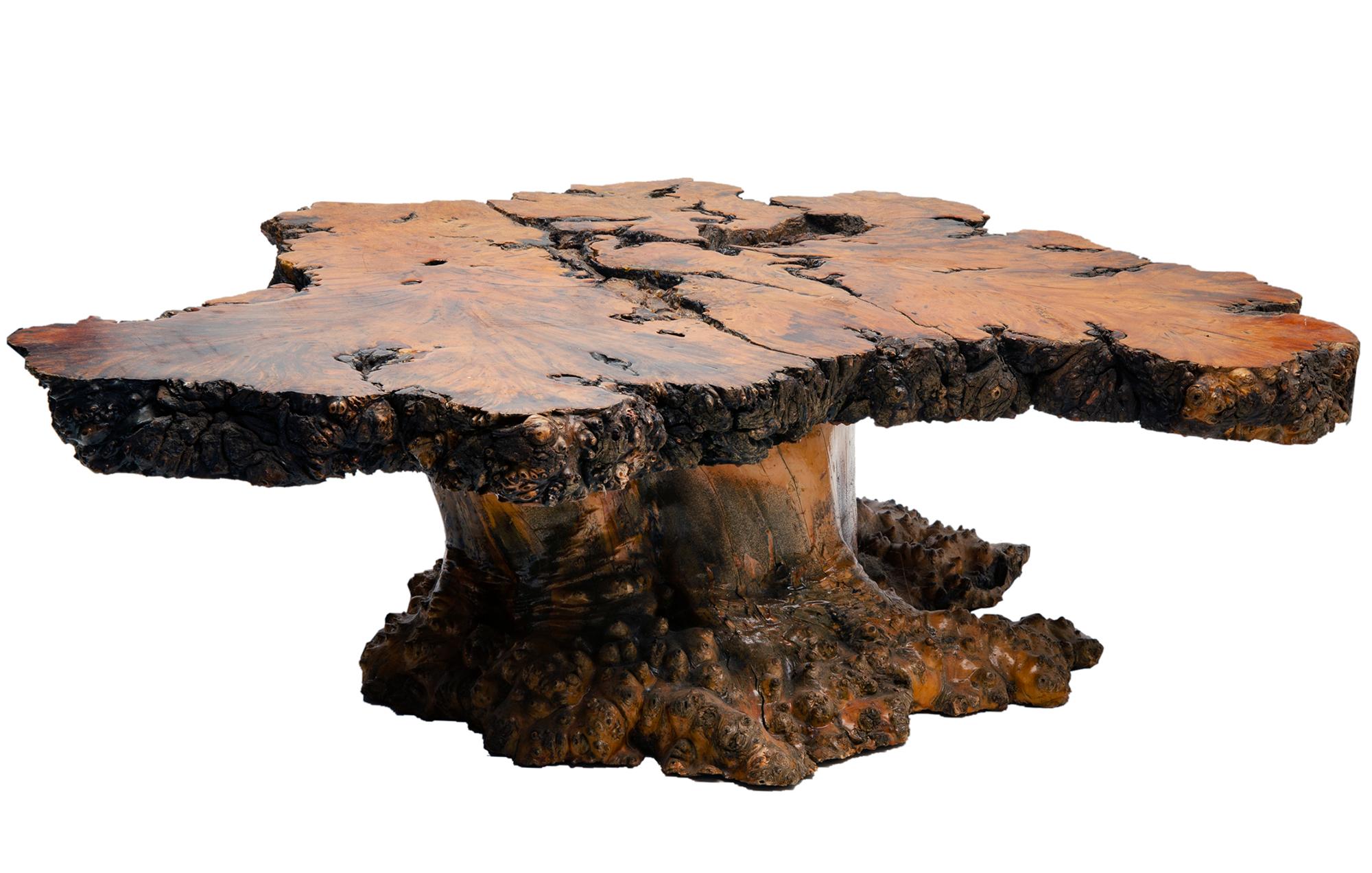 Hand-Crafted Burl Wood Table