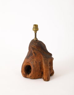 Burl Wood Table Lamp, France 1960's