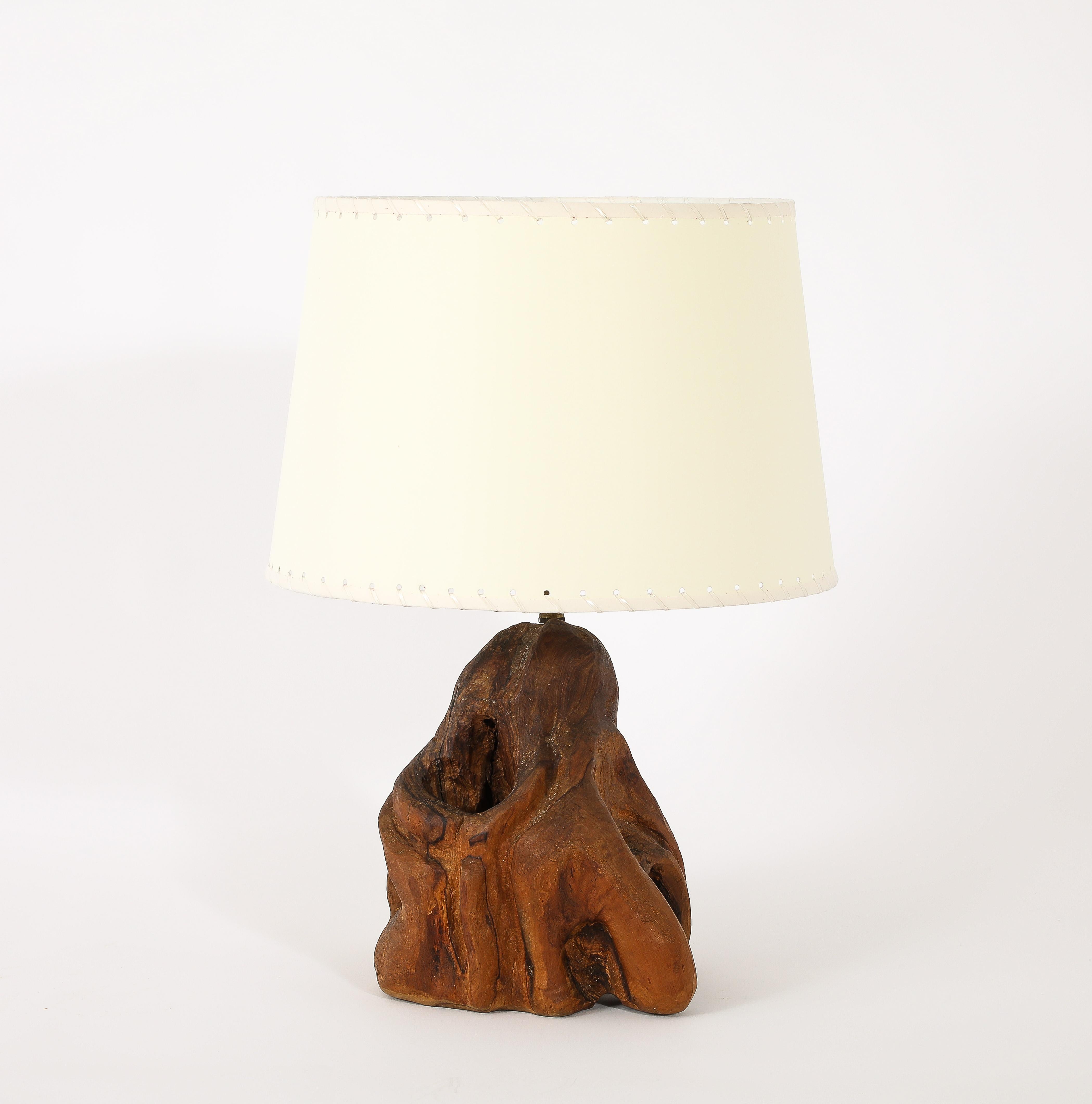 Lámpara de Sobremesa de Madera Burl, Francia Años 60 siglo XX en venta