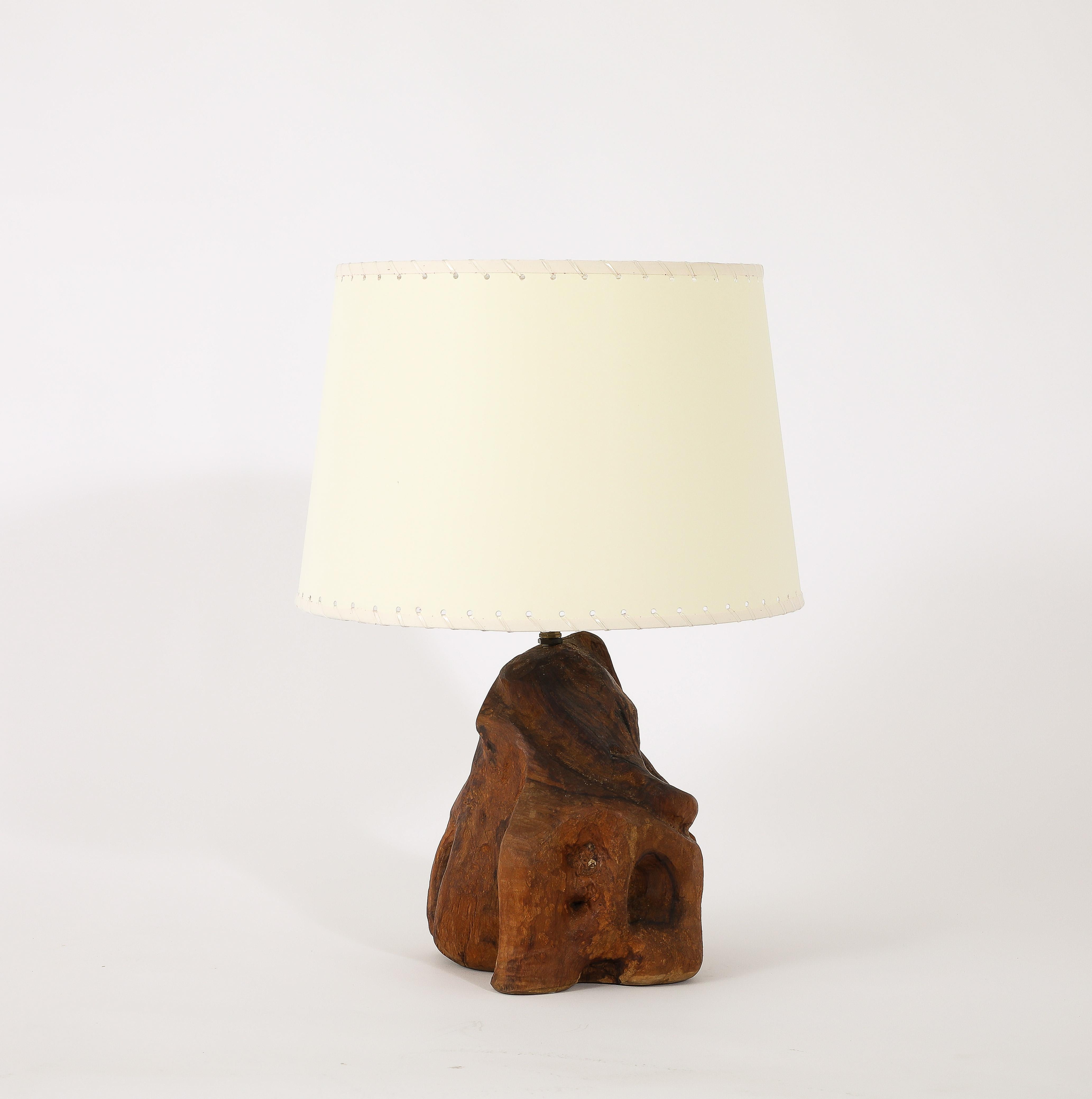 Lámpara de Sobremesa de Madera Burl, Francia Años 60 Madera de burl en venta
