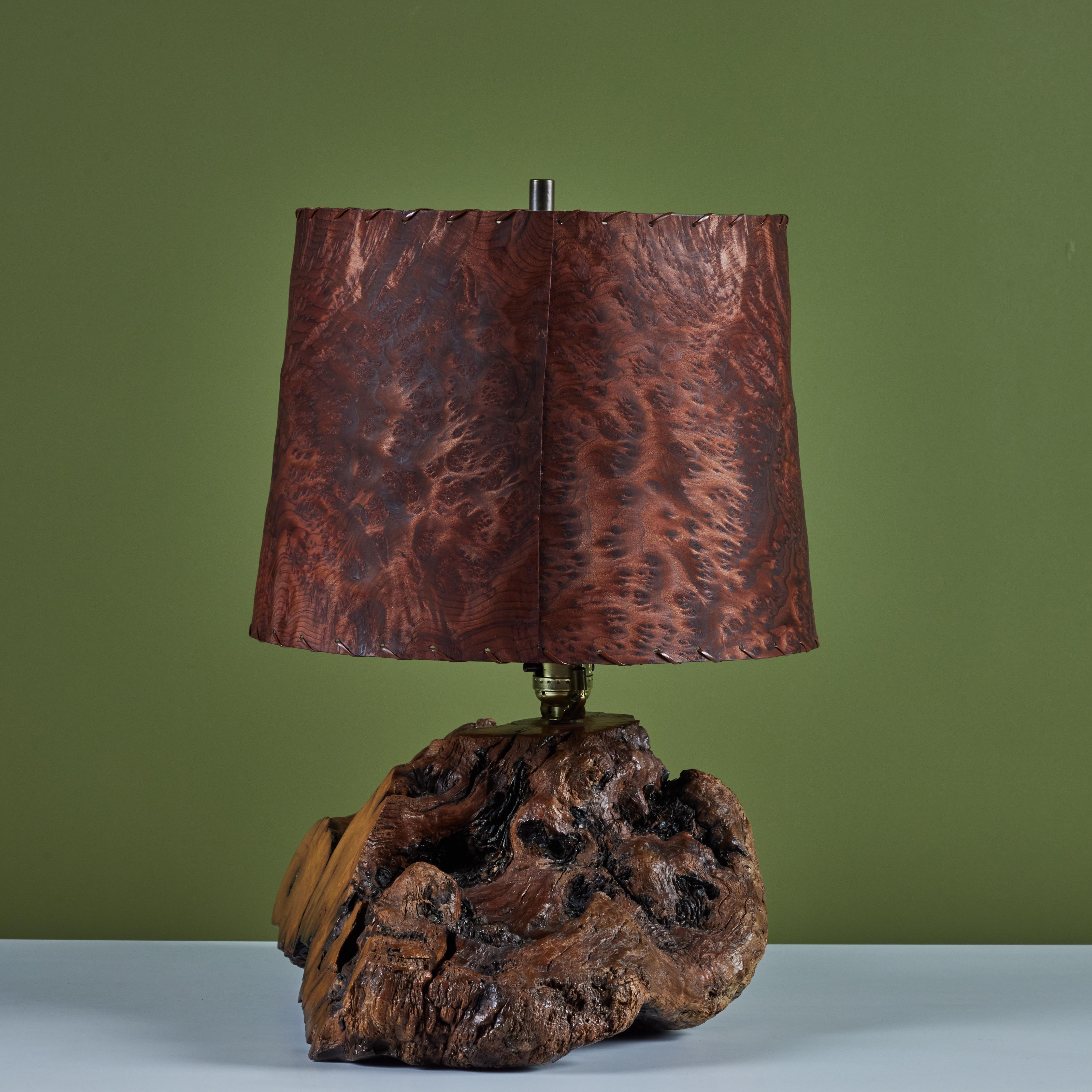 Burl Wood Table Lamp in the Style George Nakashima In Good Condition In Los Angeles, CA