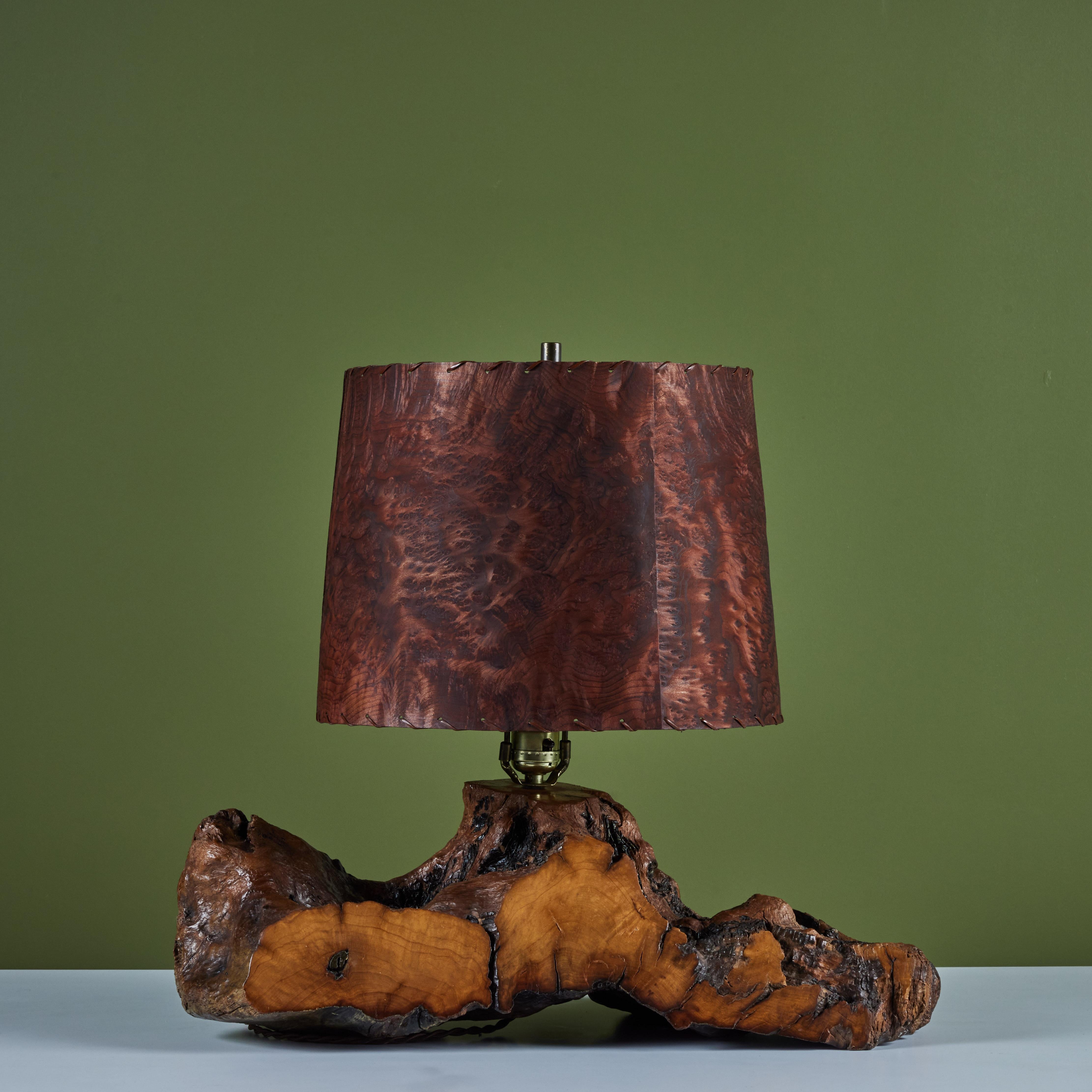 20th Century Burl Wood Table Lamp in the Style George Nakashima