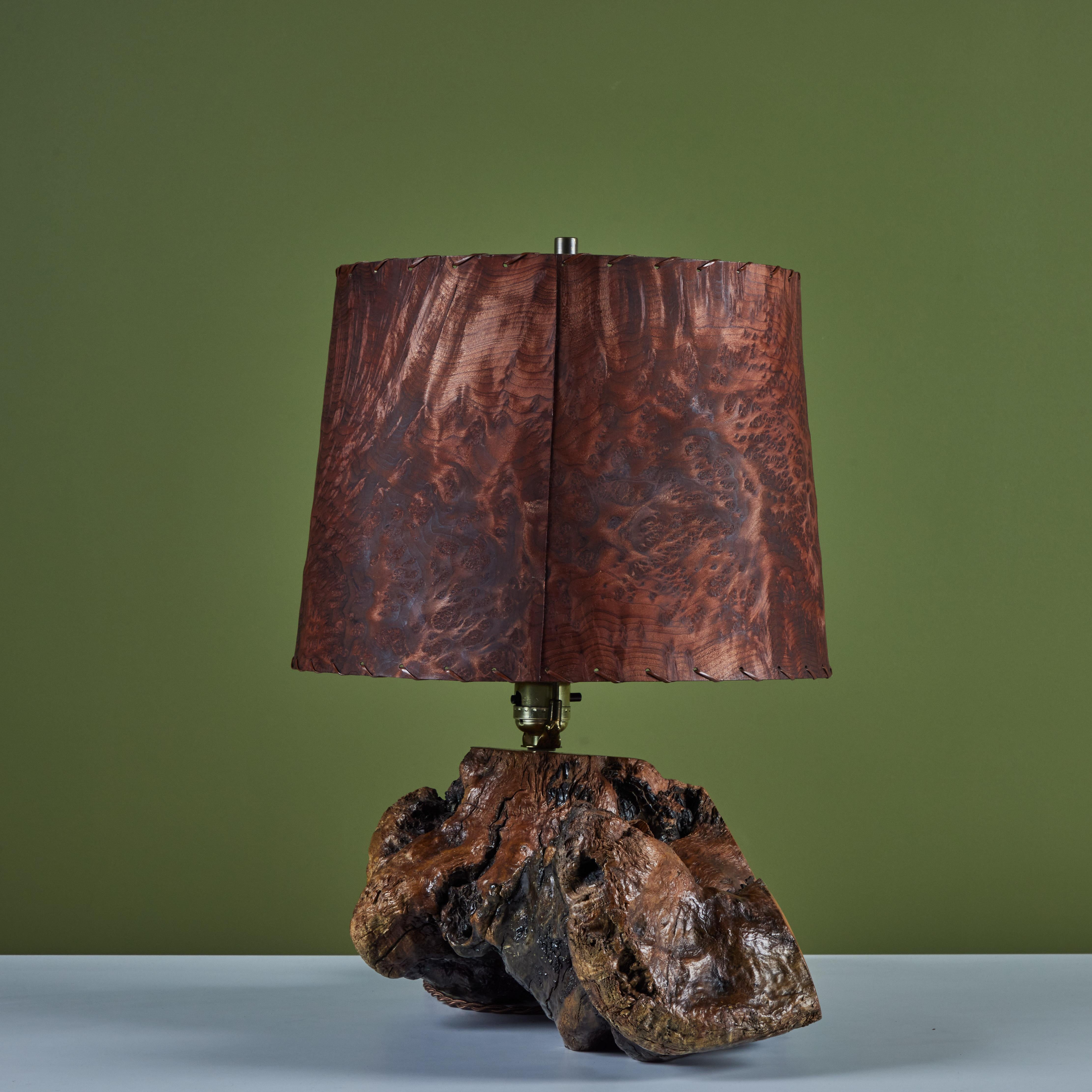 Burl Wood Table Lamp in the Style George Nakashima 2
