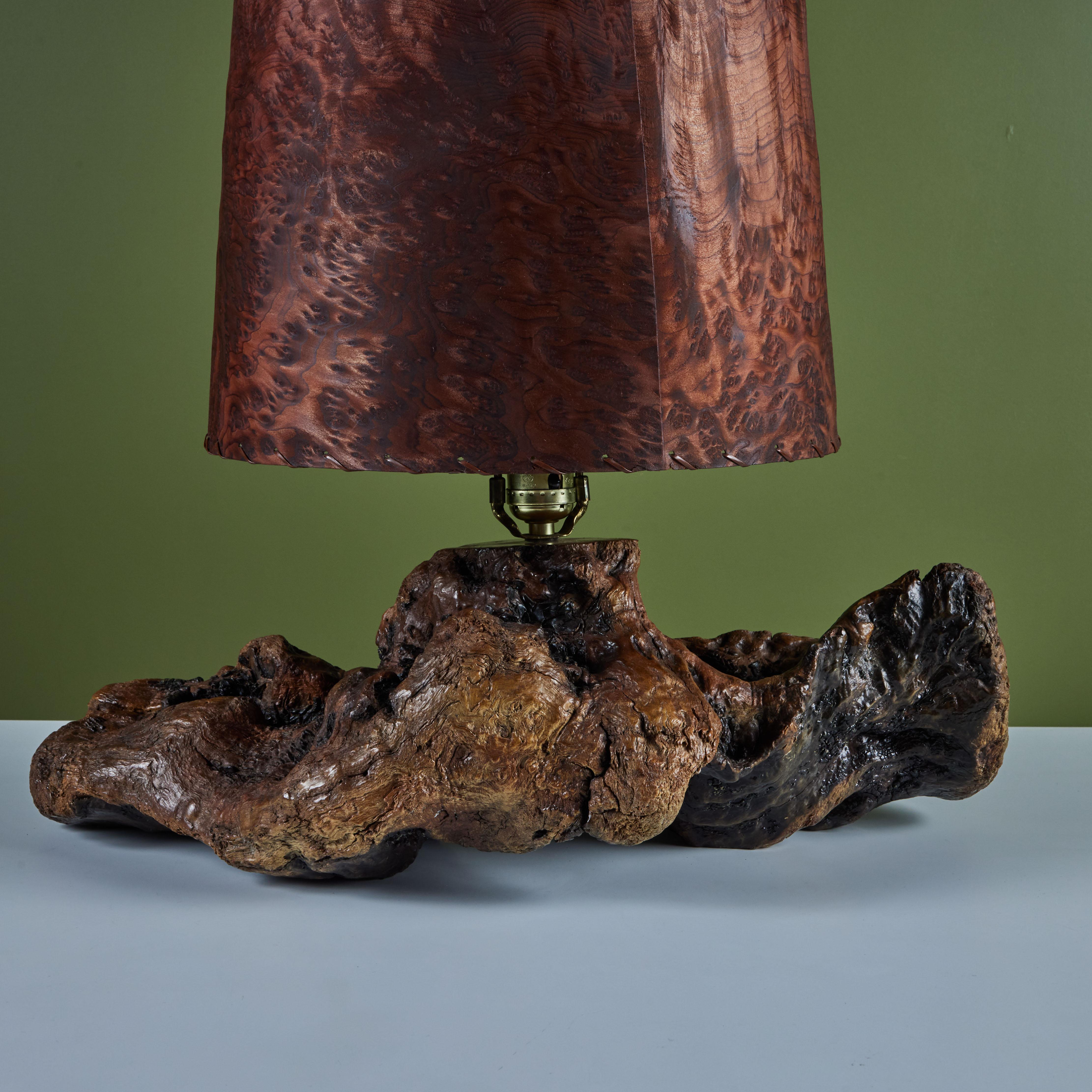 Burl Wood Table Lamp in the Style George Nakashima 3