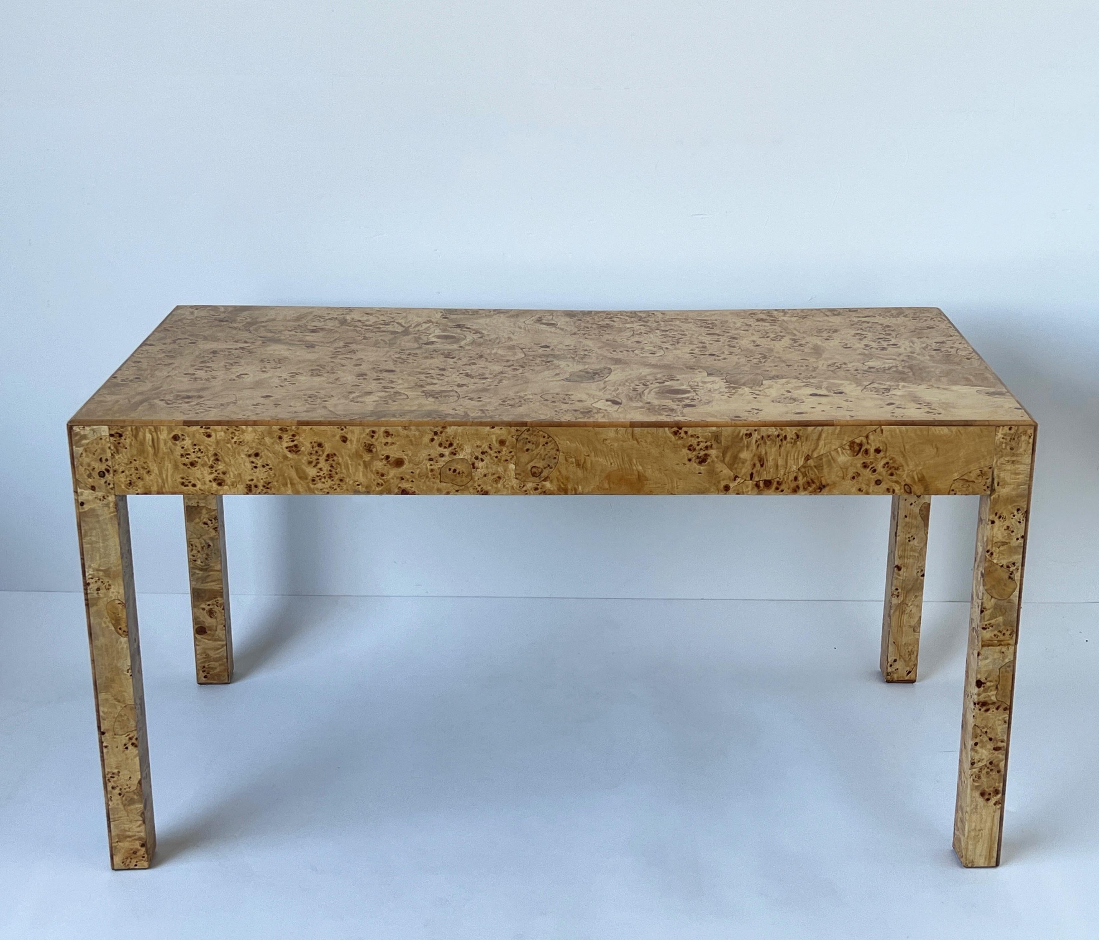 burl wood desk with drawers