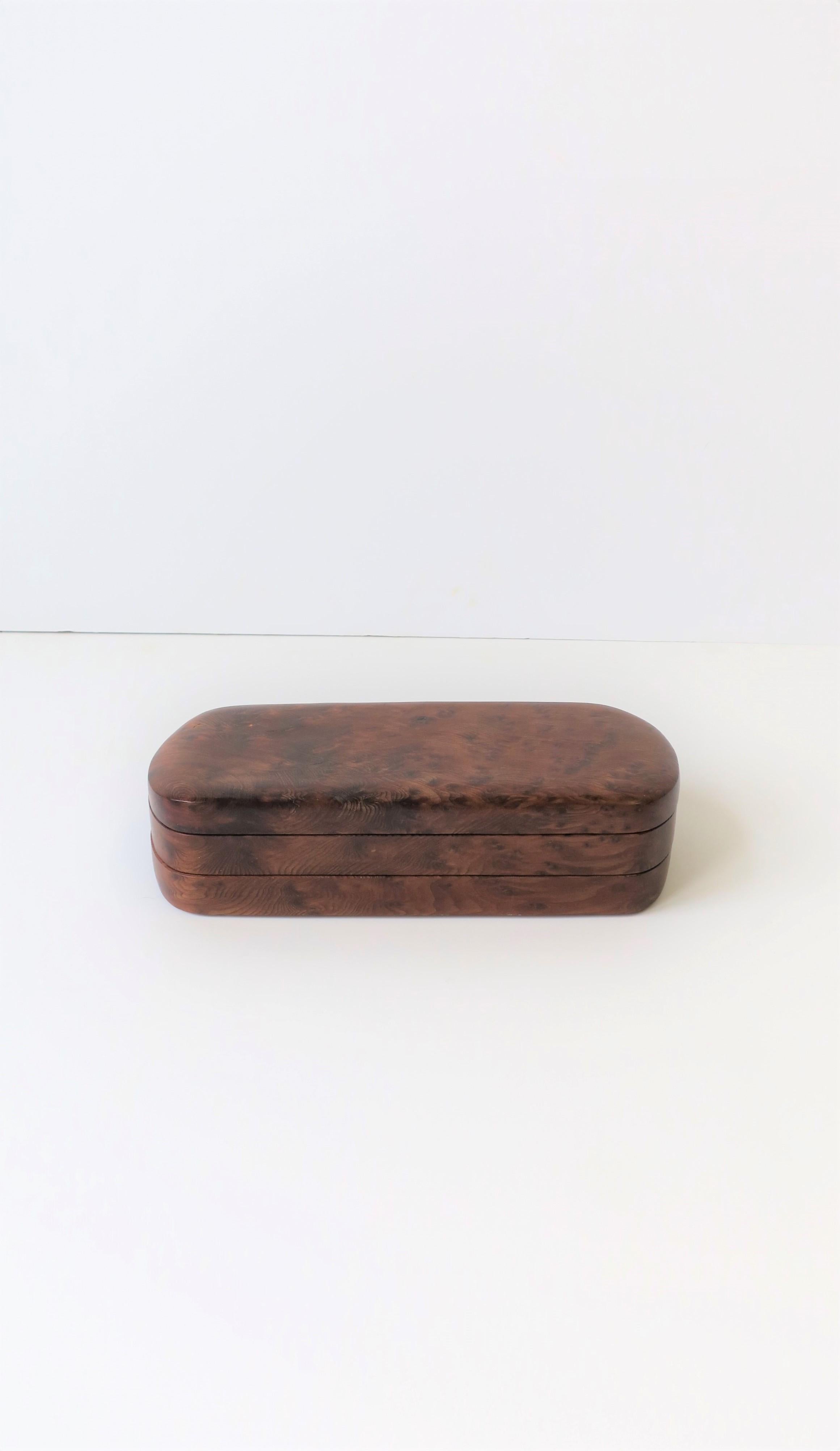 Burl Wood Vanity Jewelry Box In Good Condition In New York, NY