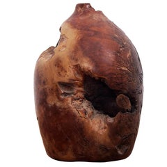 Burl Wood Vase from California, Signed