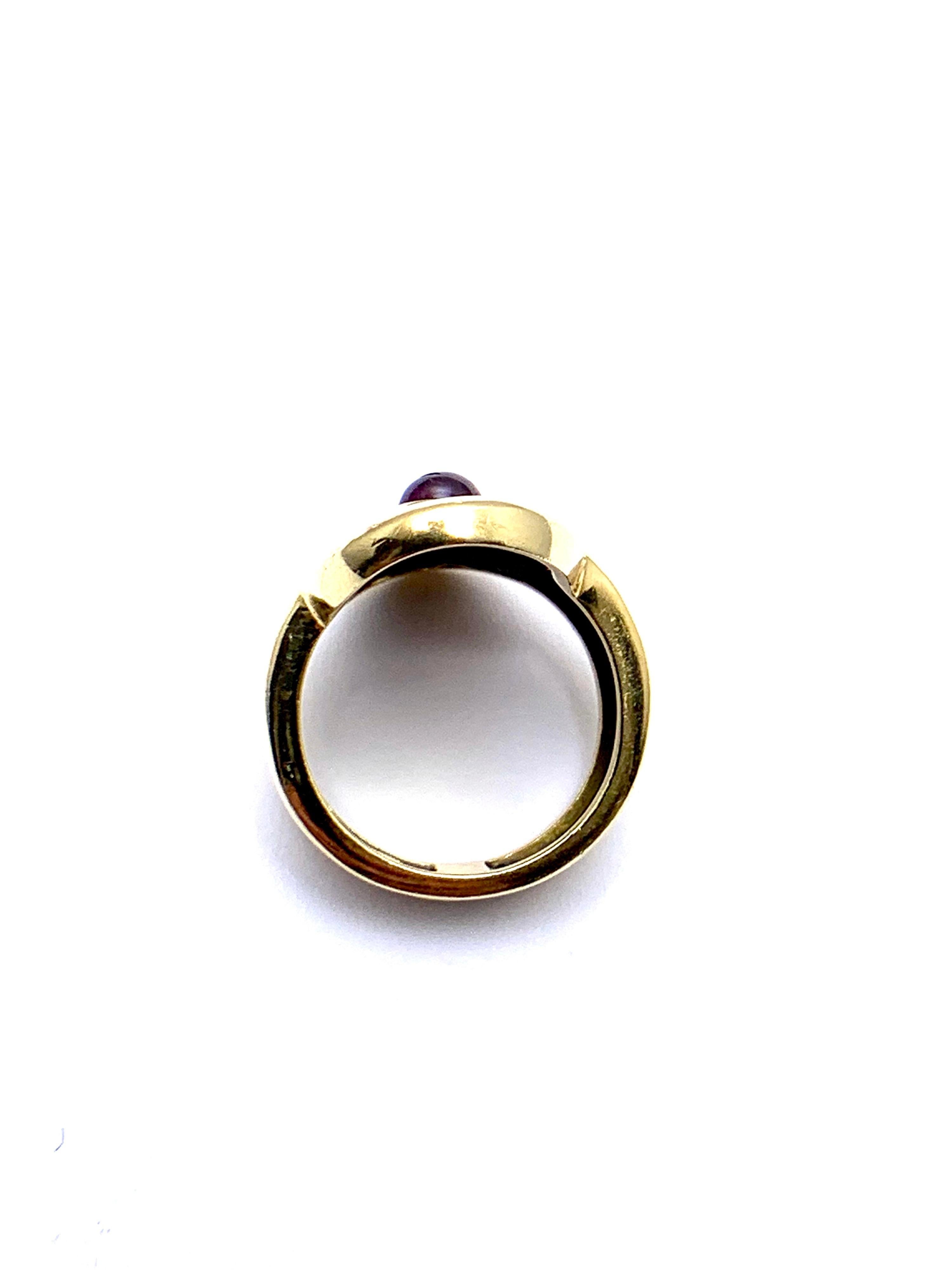 Burle Marx 0.48 Carat Cabochon Pink Tourmaline and 18 Karat Yellow Gold Ring 1