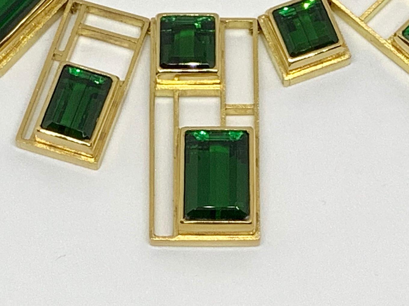 Burle Marx 18 Karat Gold Matched Green Tourmaline Necklace In Excellent Condition For Sale In Woodway, TX
