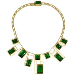 Vintage Burle Marx 18 Karat Gold Matched Green Tourmaline Necklace