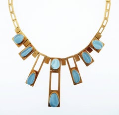 Burle Marx 18 Karat Forma Livre Carved Aquamarine Necklace