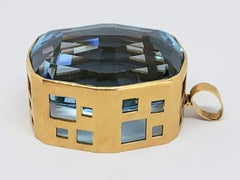 Burle Marx 18 Karat Gold, 309 Carat Blue Topaz Pendant