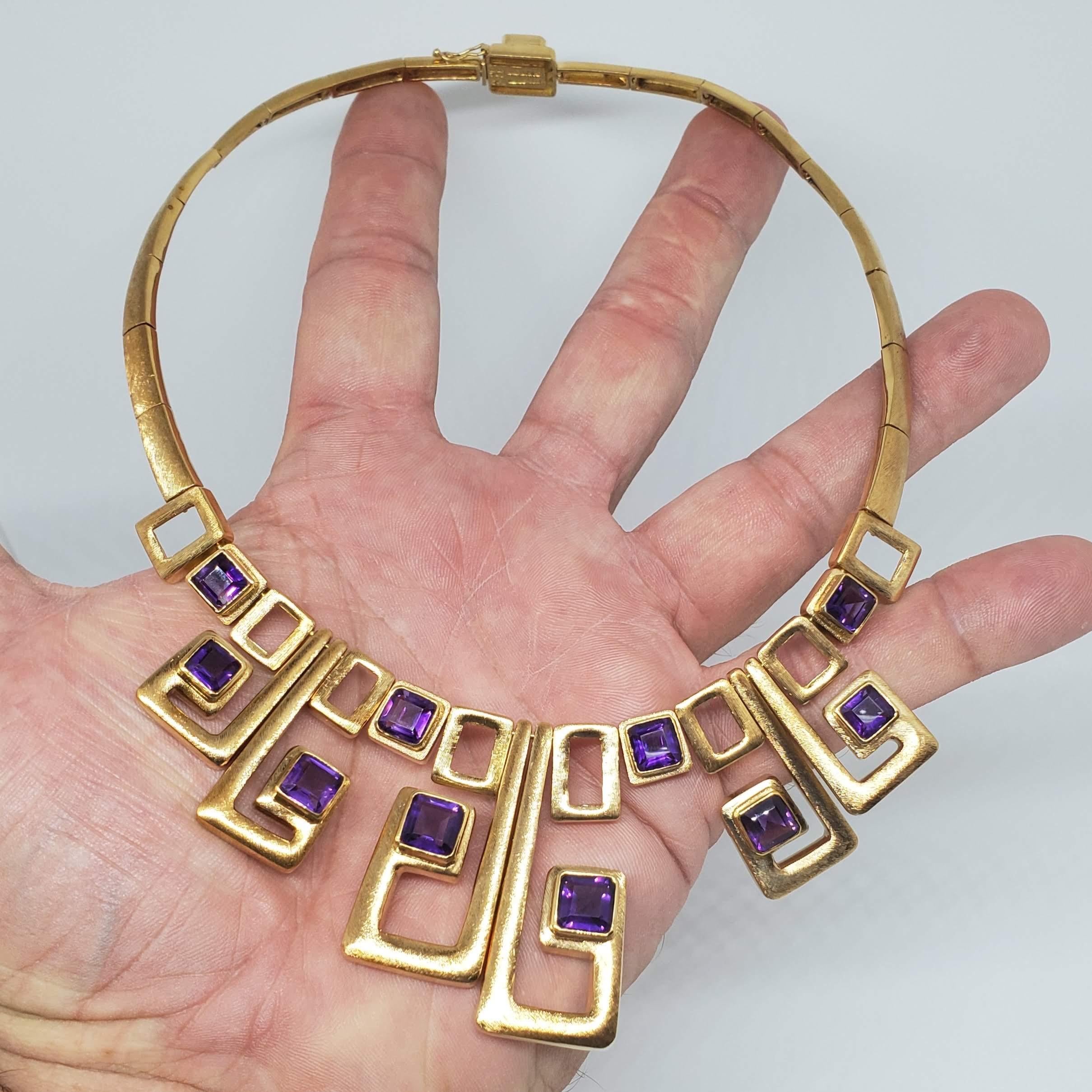 Burle Marx 18 Karat Gold Amethyst Necklace In Excellent Condition For Sale In Woodway, TX