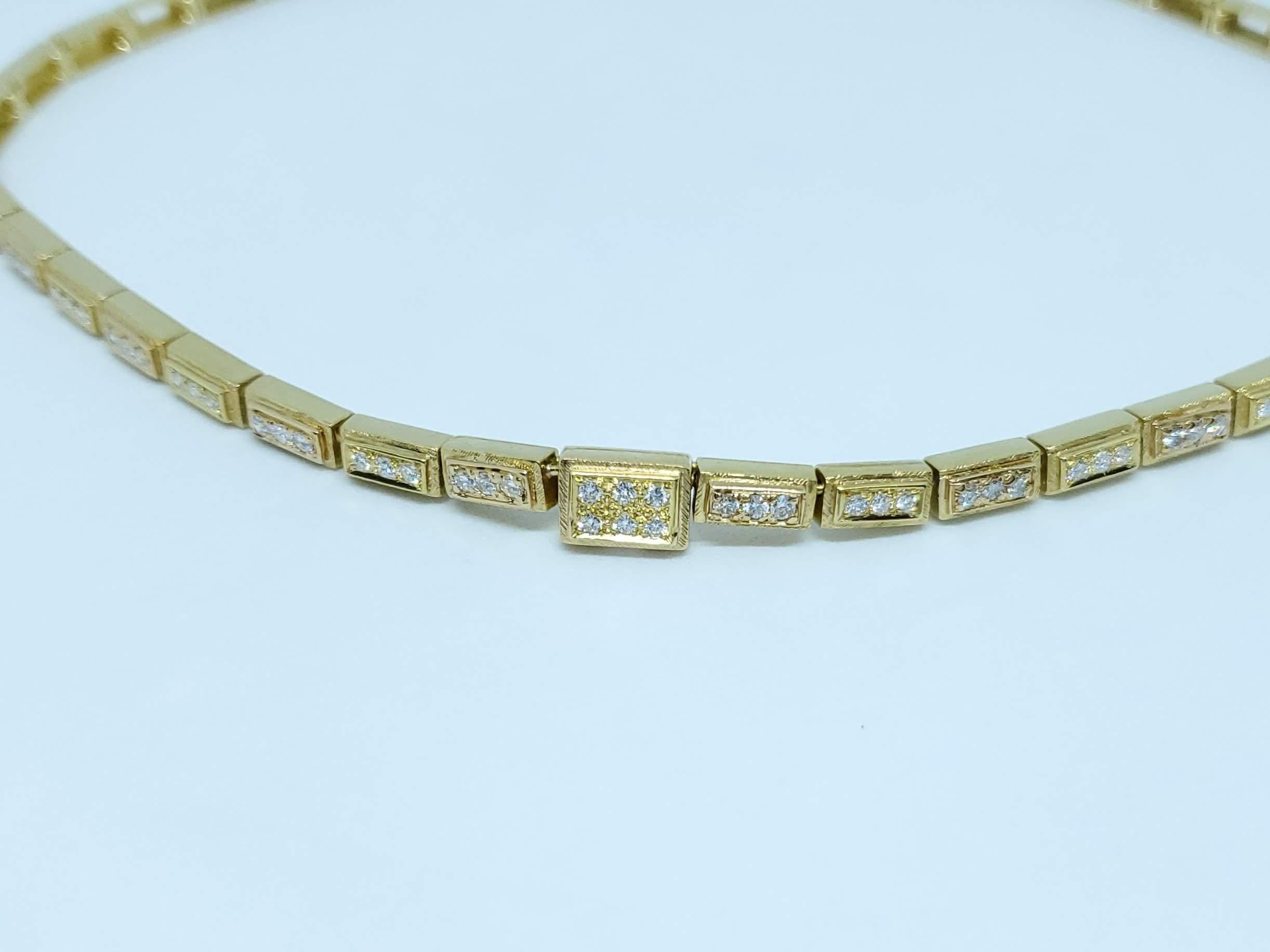 Burle Marx Rare 18 Karat Gold Diamond Neck Collar In Excellent Condition For Sale In Woodway, TX