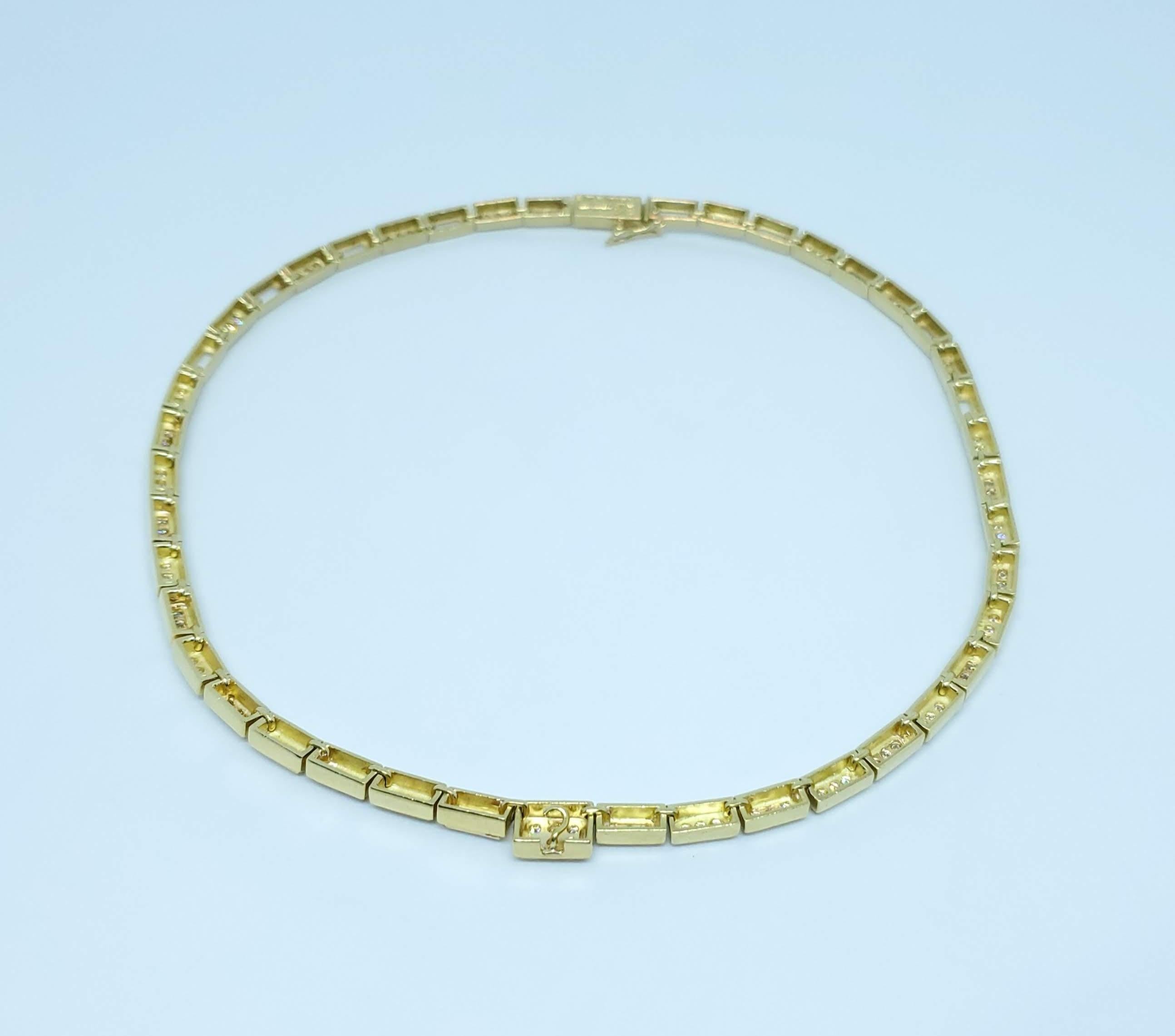 Burle Marx Rare 18 Karat Gold Diamond Neck Collar For Sale 1