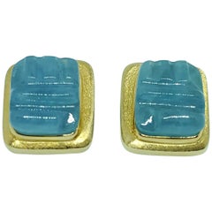 Vintage Burle Marx 18 Karat Gold Free Form 'Forma Livre' Aquamarine Earrings