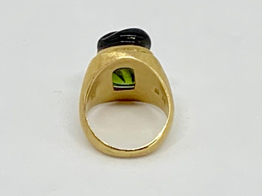 Burle Marx 18 Karat Gold Free Form 'Forma Livre' Green Tourmaline Ring In Excellent Condition In Woodway, TX