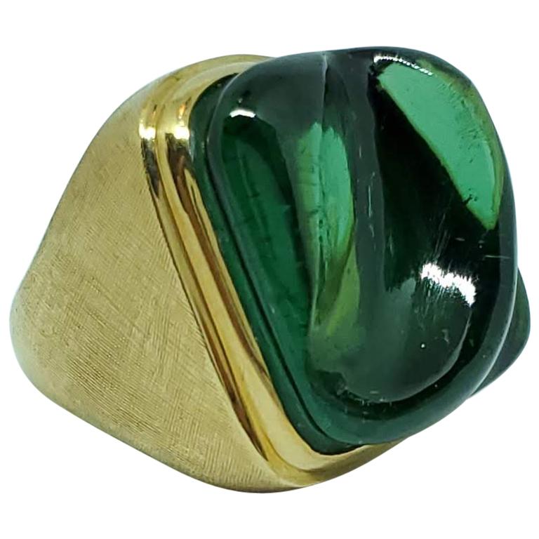 Burle Marx 18 Karat Gold Free Form 'Forma Livre' Green Tourmaline Ring