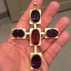 Burle Marx 18 Karat Gold Gemstone Cross Made for Pope John Paul II