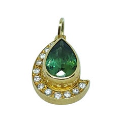 Burle Marx 18 Karat Gold Green Tourmaline and Diamond Pendant