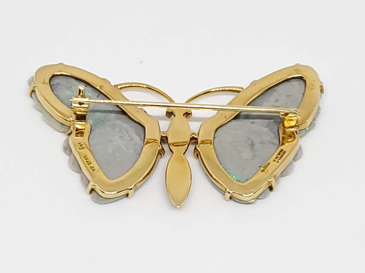Burle Marx 18 Karat Gold Opal Butterfly Brooch In Excellent Condition For Sale In Woodway, TX