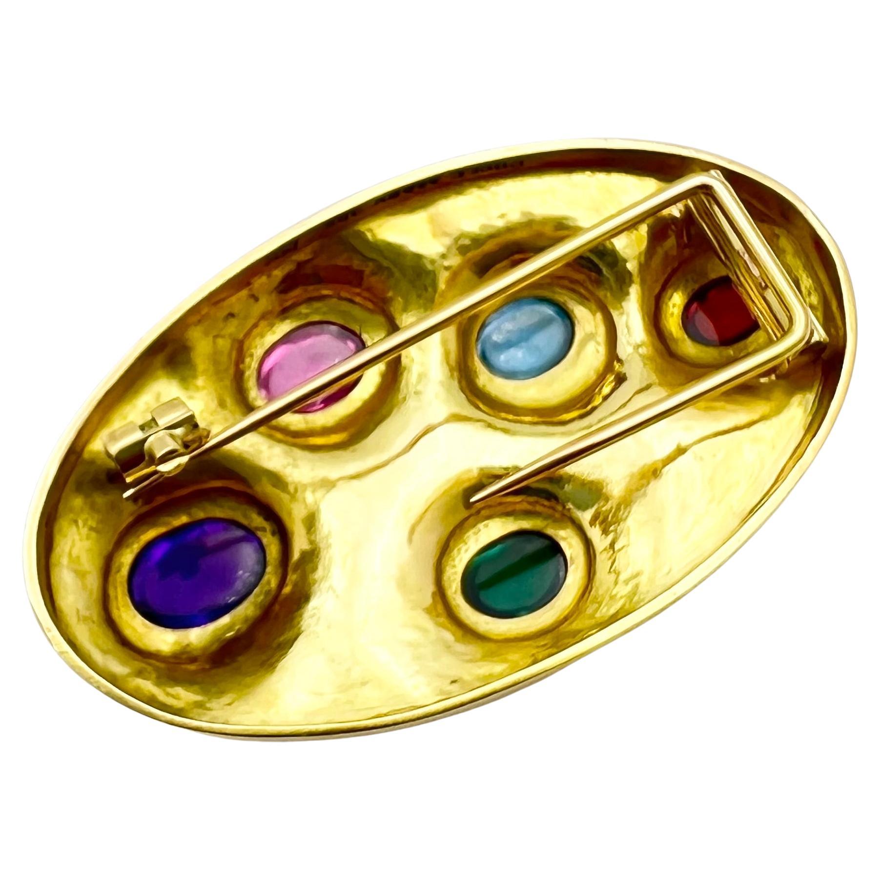 Burle Marx 18k Gold Multi Gemstone Brooch (Moderne) im Angebot