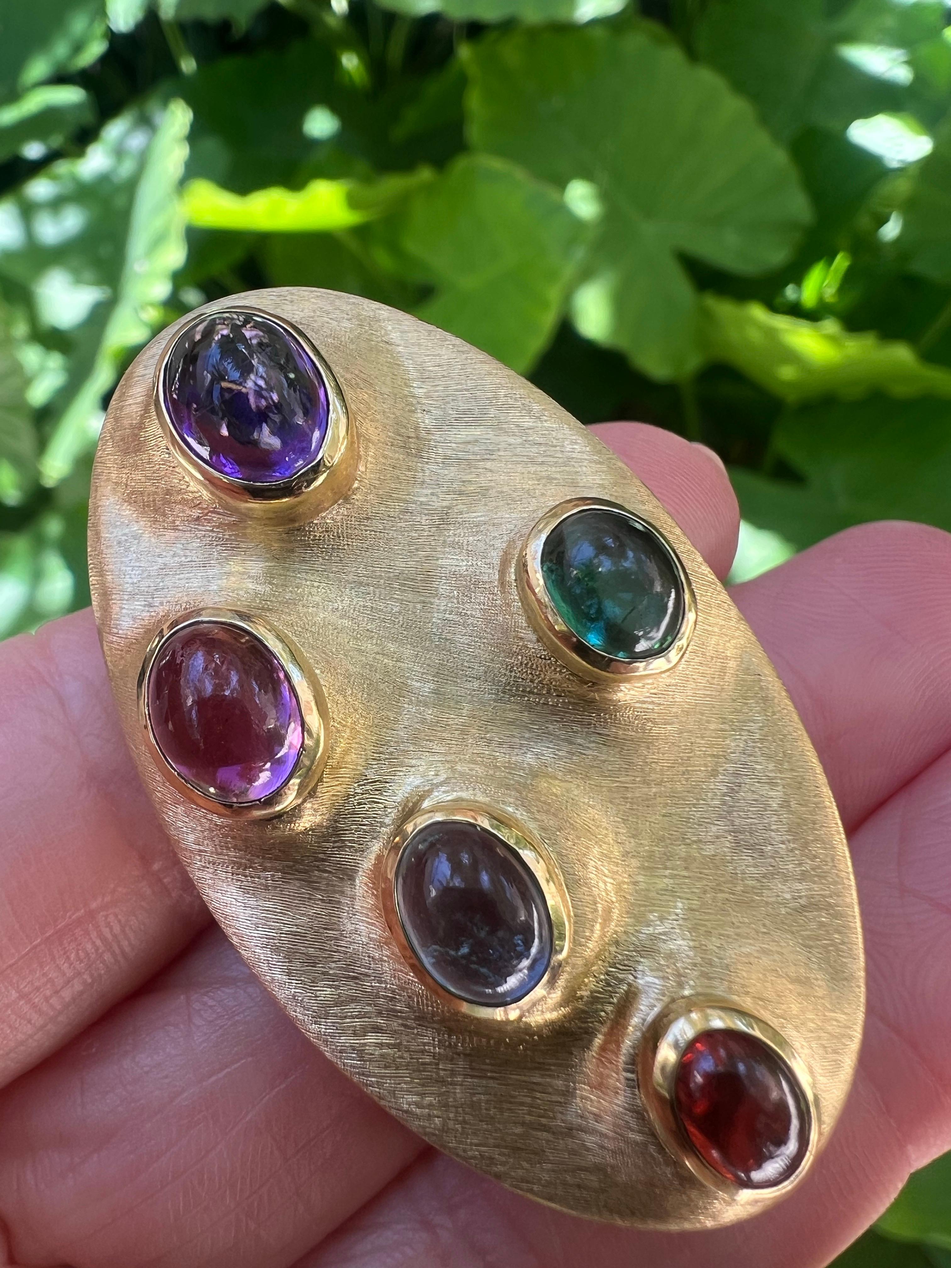 Burle Marx 18k Gold Multi Gemstone Brooch im Zustand „Hervorragend“ im Angebot in Palm Beach, FL
