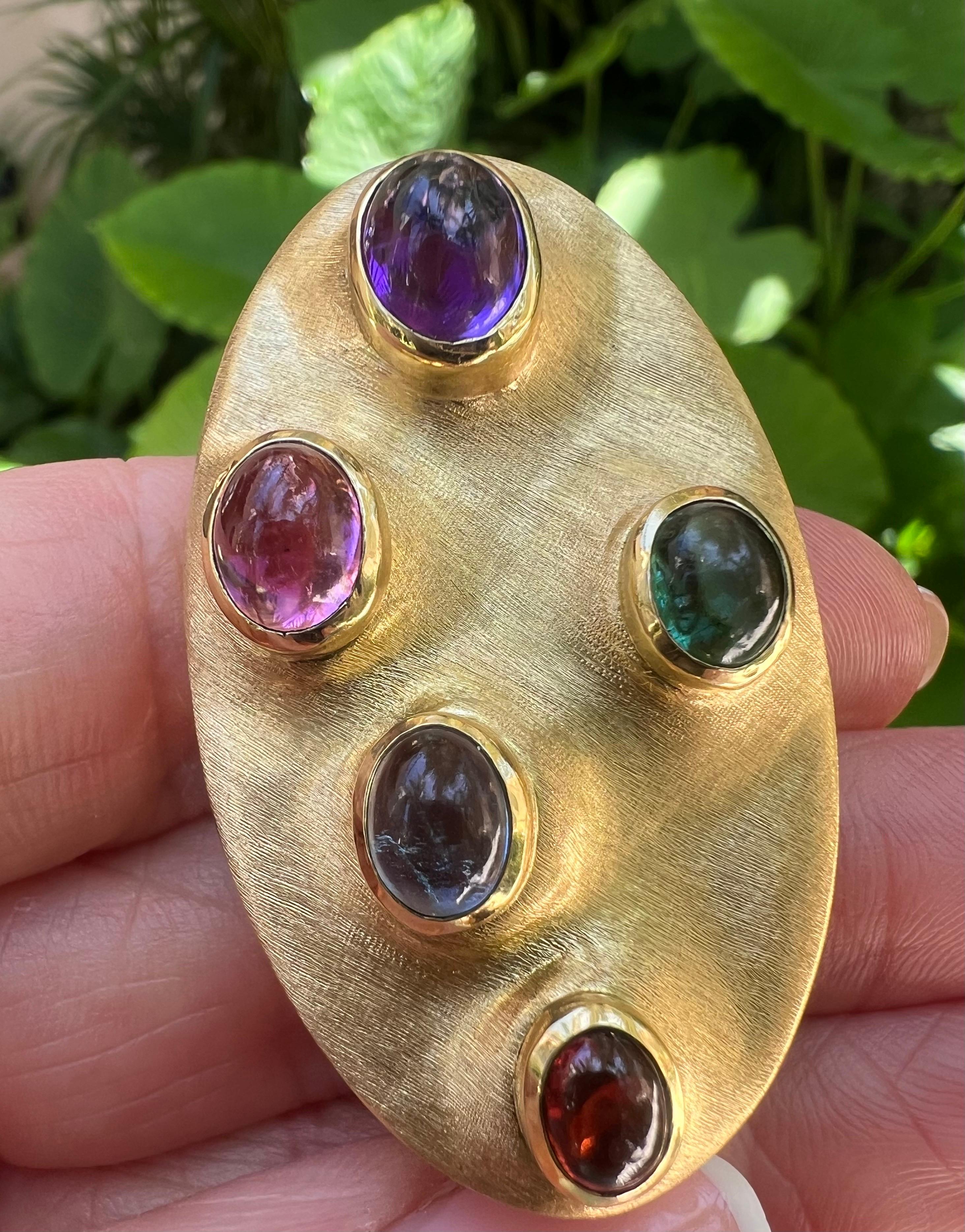 Burle Marx 18k Gold Multi Gemstone Brooch im Angebot 1