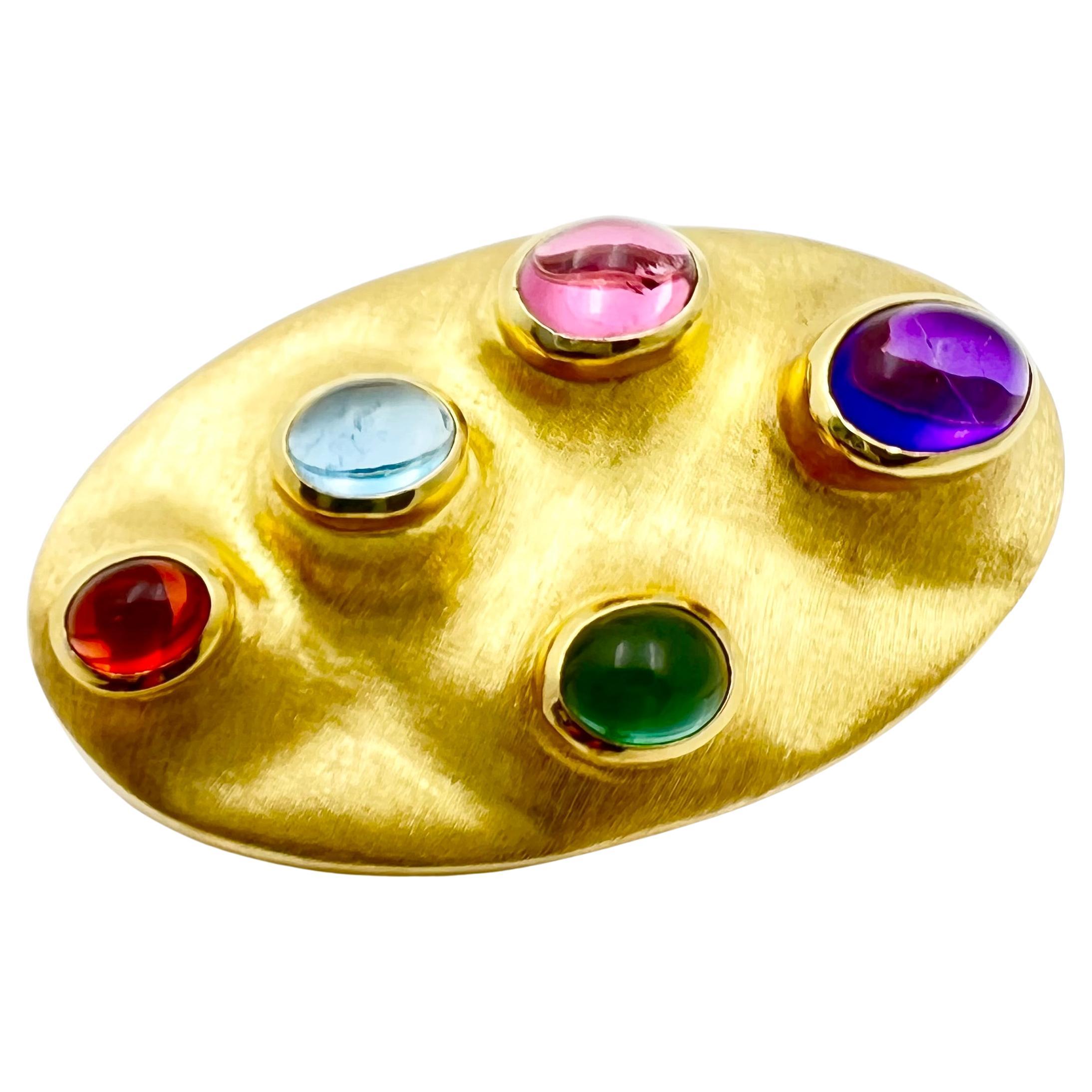 Burle Marx 18k Gold Multi Gemstone Brooch im Angebot