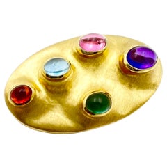 Burle Marx 18k Gold Multi Gemstone Brooch
