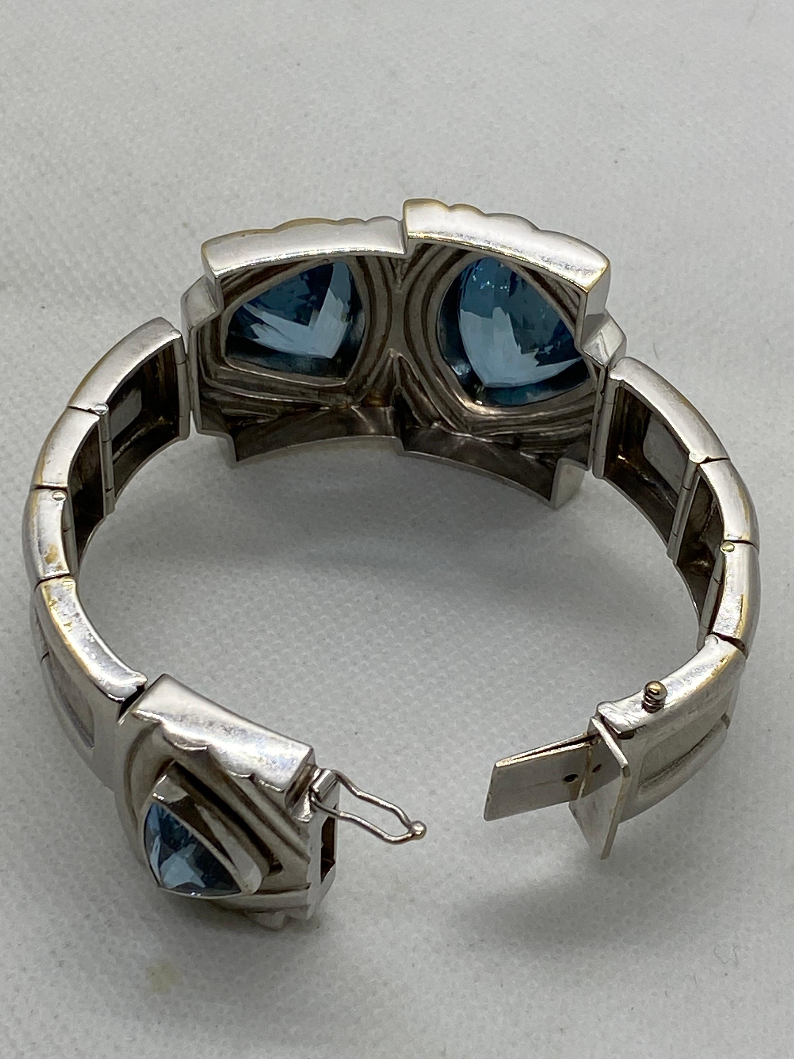Burle Marx 18K White Gold & BlueTopaz Bracelet   3