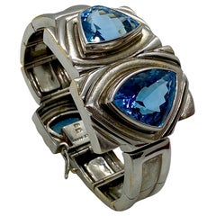 Burle Marx Armband, 18 Karat Weißgold & Blautopas