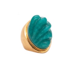 Burle Marx 1960 Brasilien 18 Karat Gold Forma Livre Ring 38 Karat geschnitzter Amazonit Jade
