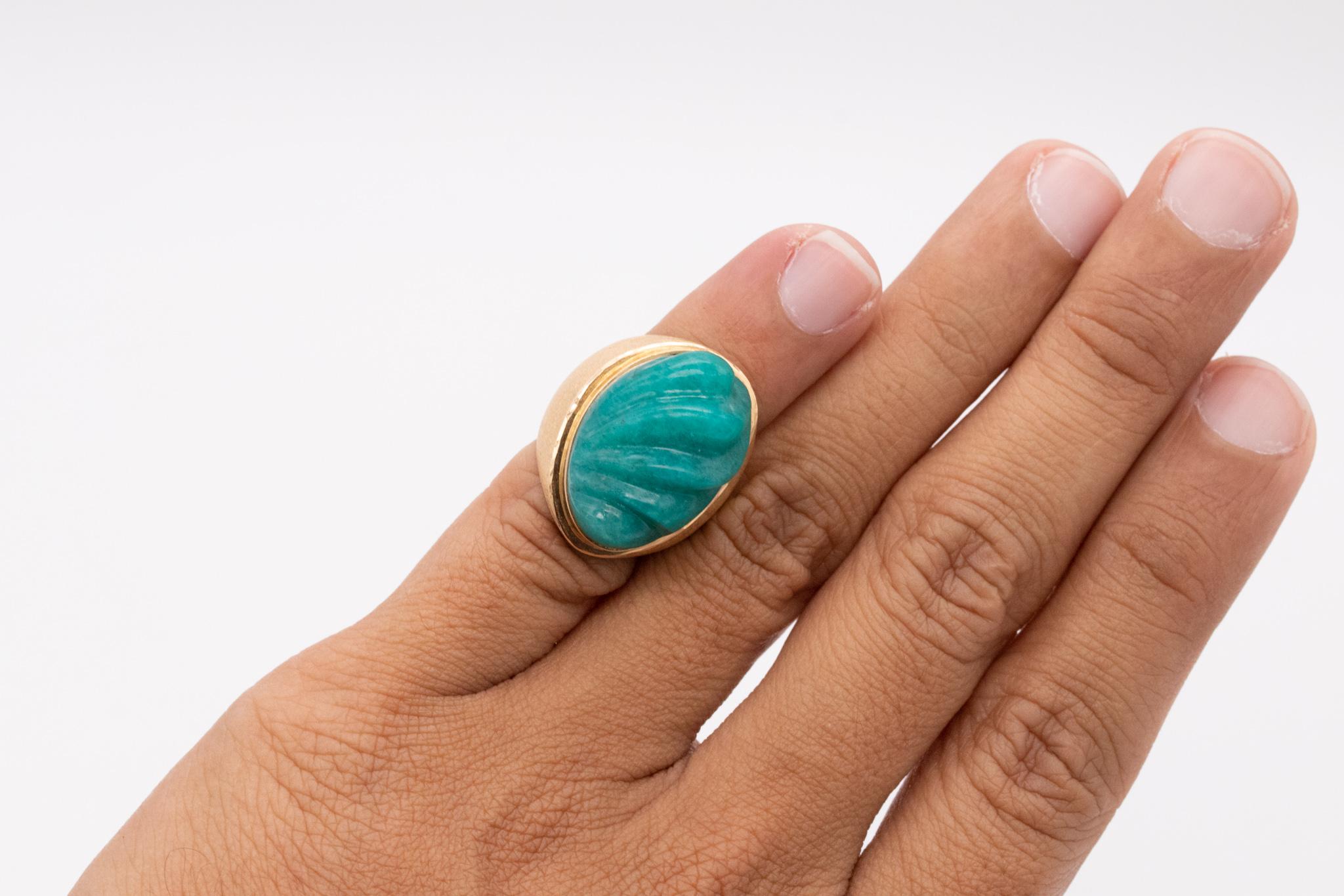Burle Marx 1960 Brazil 18kt Yellow Gold Forma Livre Ring with 38 Ct in Amazonite In Excellent Condition In Miami, FL