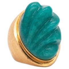 Burle Marx 1960 Brazil 18kt Yellow Gold Forma Livre Ring with 38 Ct in Amazonite