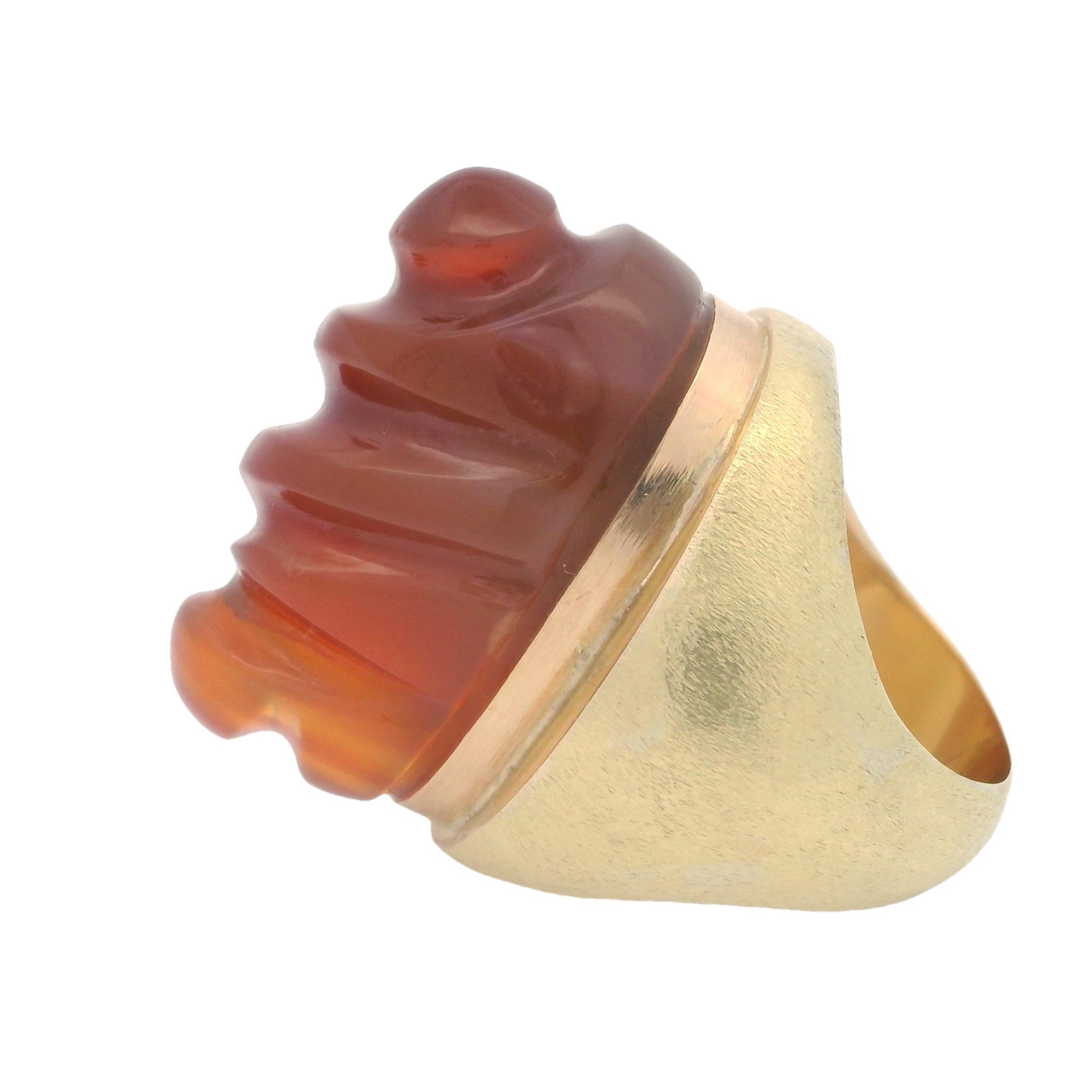 Burle Marx 1960 Brasilien 18Kt Gelbgold Forma Livre Ring mit Achat (Cabochon) im Angebot