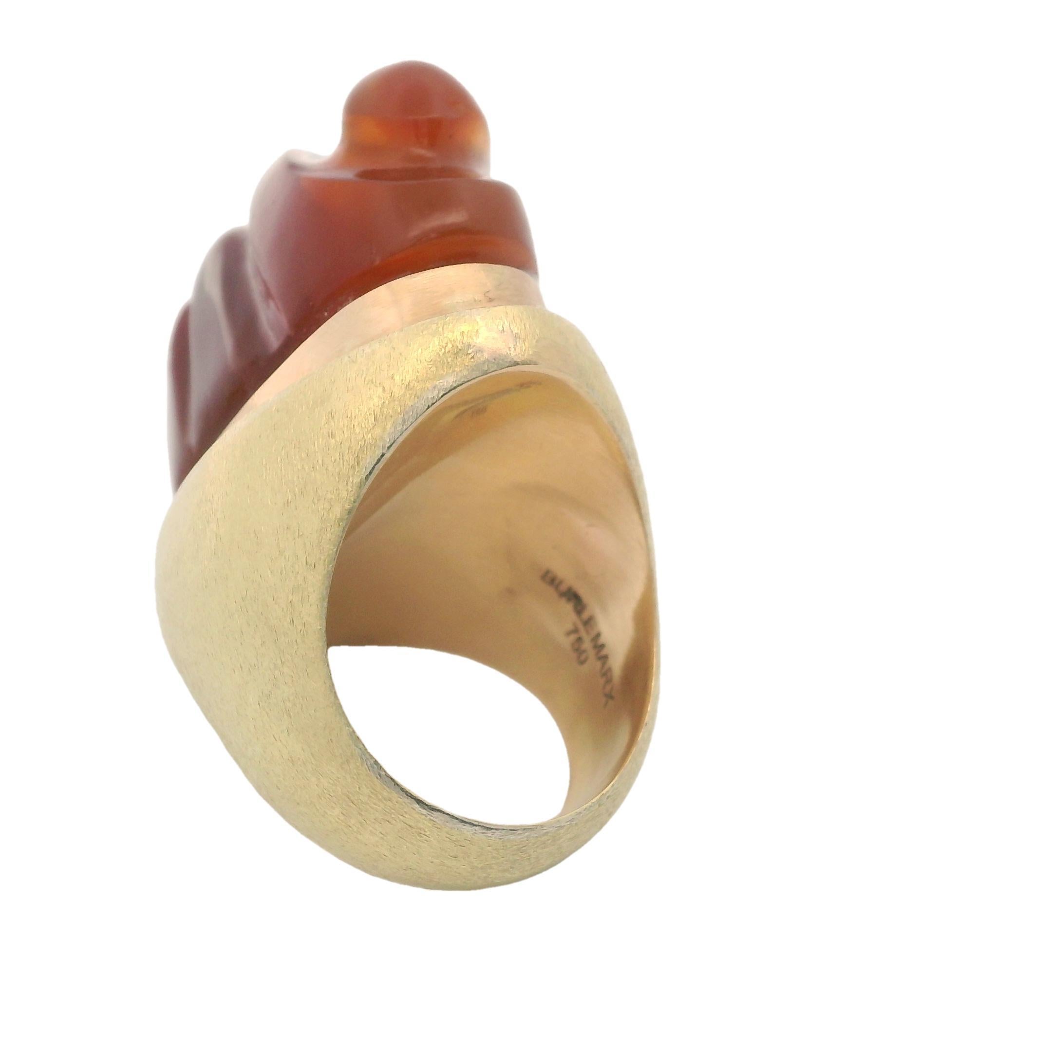 Burle Marx 1960 Brasilien 18Kt Gelbgold Forma Livre Ring mit Achat für Damen oder Herren im Angebot