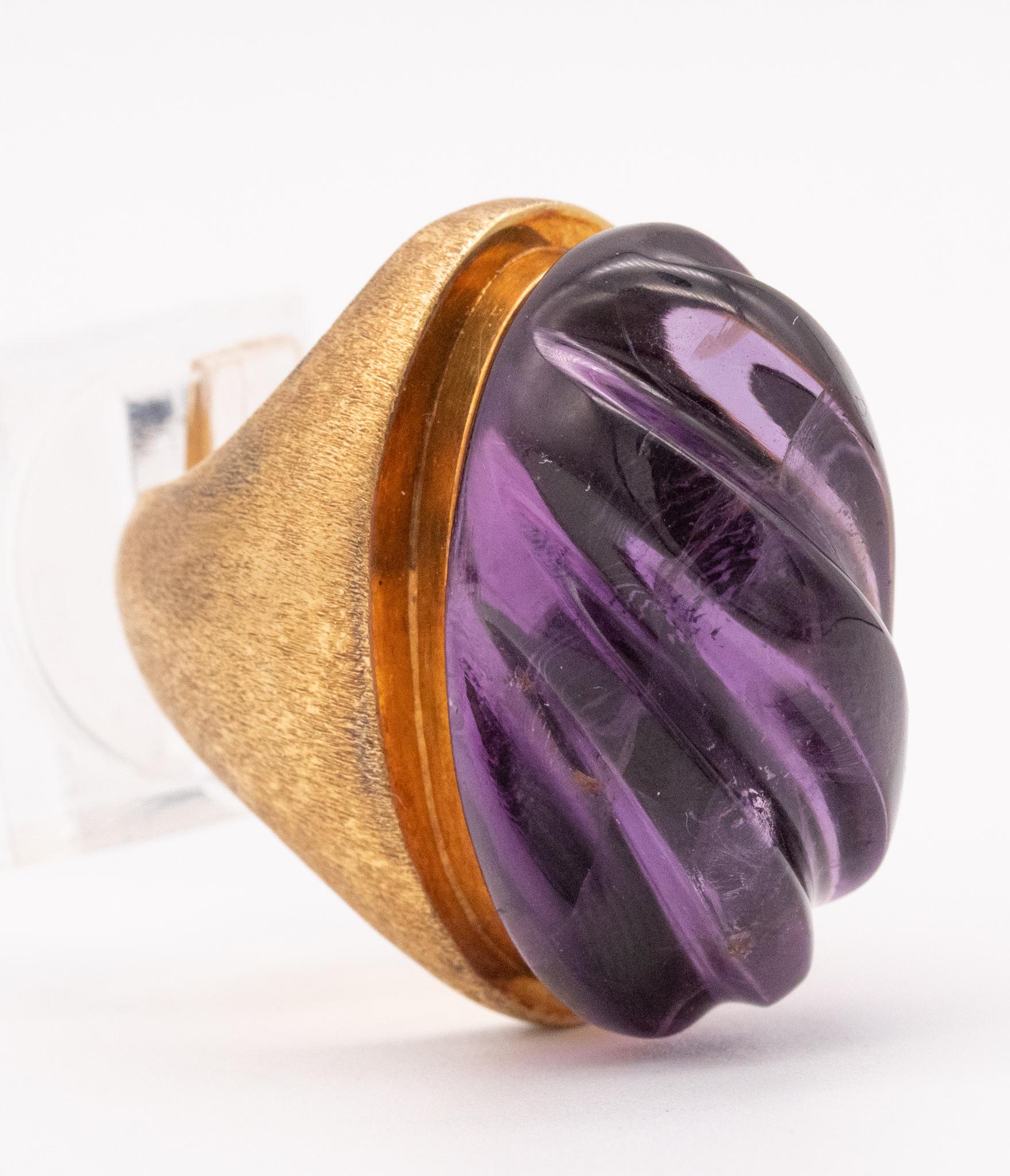 Burle Marx 1960 Brazil Forma Livre Cocktail Ring 18Kt Gold 35cts Carved Amethyst 2