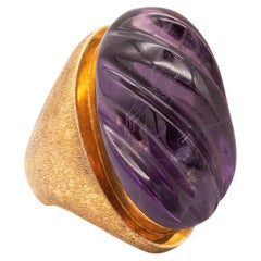 Burle Marx 1960 Brazil Forma Livre Cocktail Ring 18Kt Gold 35cts Carved Amethyst