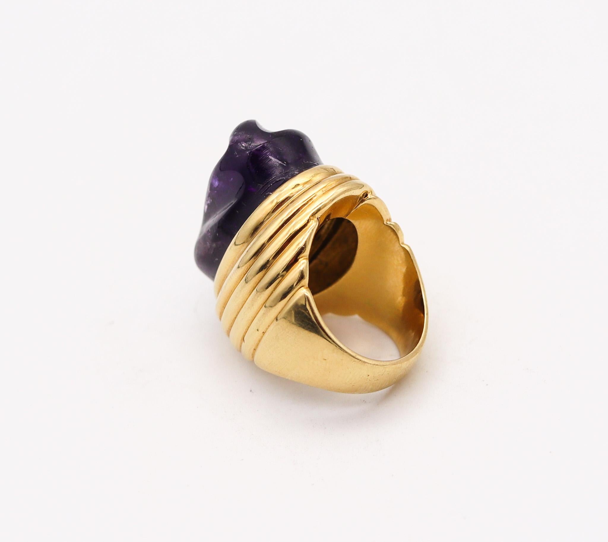 Cabochon Burle Marx 1960 Brazil Forma Livre Cocktail Ring in 18kt Gold 39 Cts Amethyst