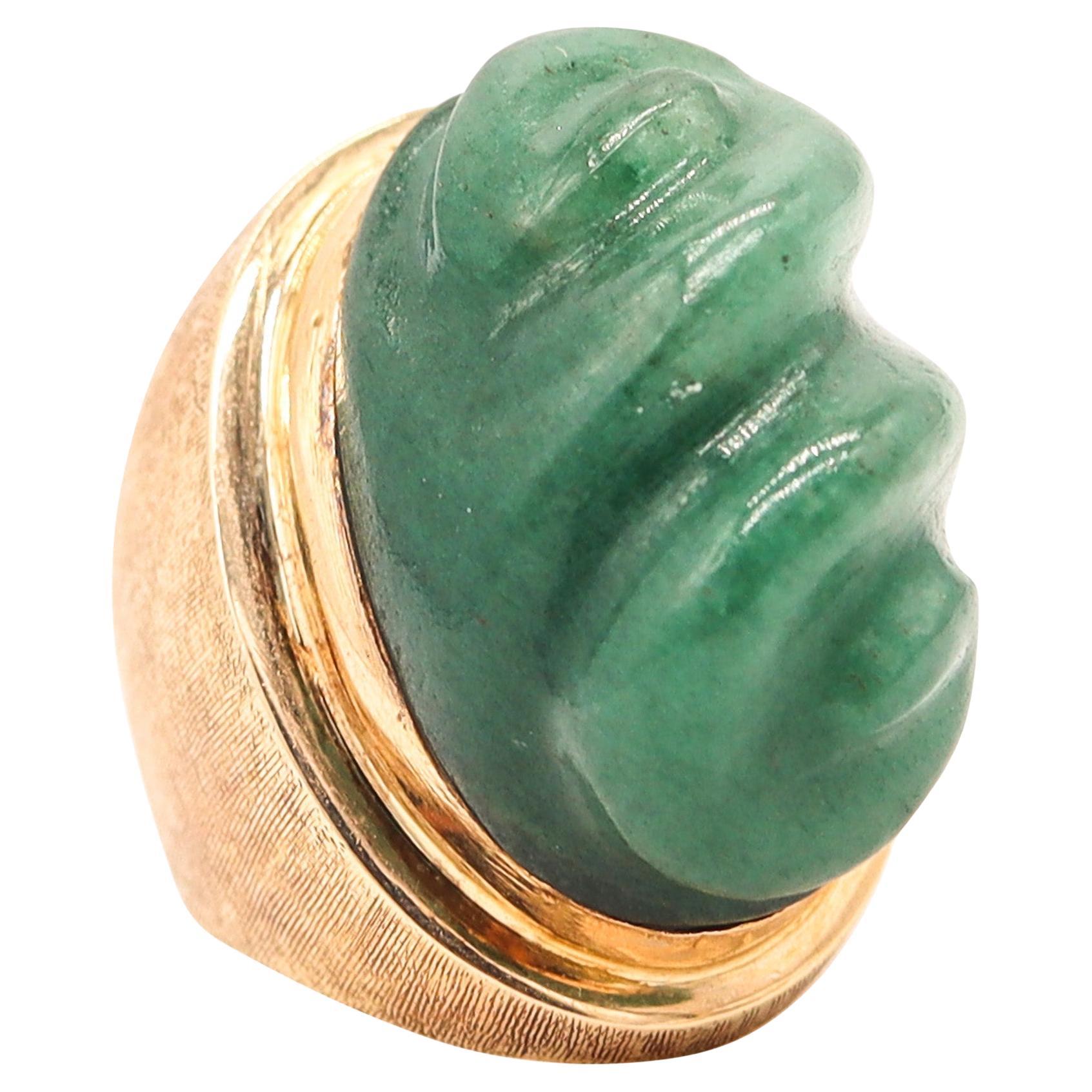 BURLE MARX 1960 Brasilien Forma Livre Ring in 18Kt Gelbgold mit Amazonit im Angebot