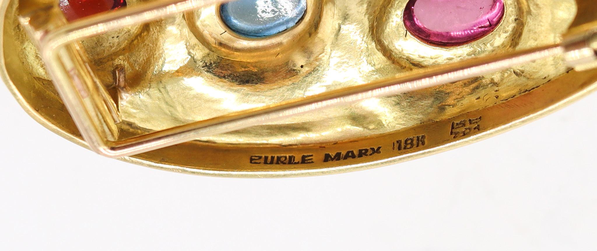 Donna Burle Marx 1965, ciondolo-spilla in oro giallo 18Kt con gemme di colore vivo in vendita