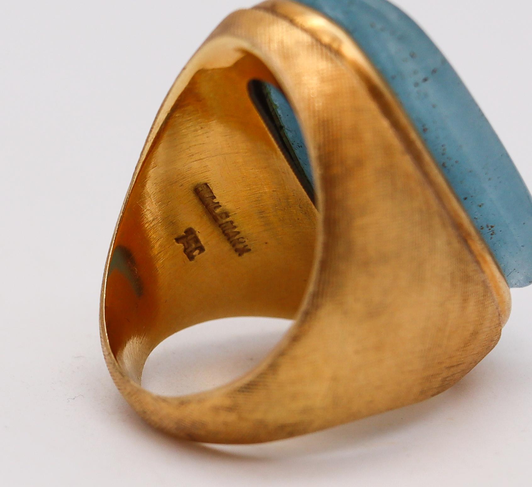 Burle Marx 1968 Brasil Rare Forma Livre Aquamarine Ring in 18Kt Yellow Gold In Excellent Condition In Miami, FL