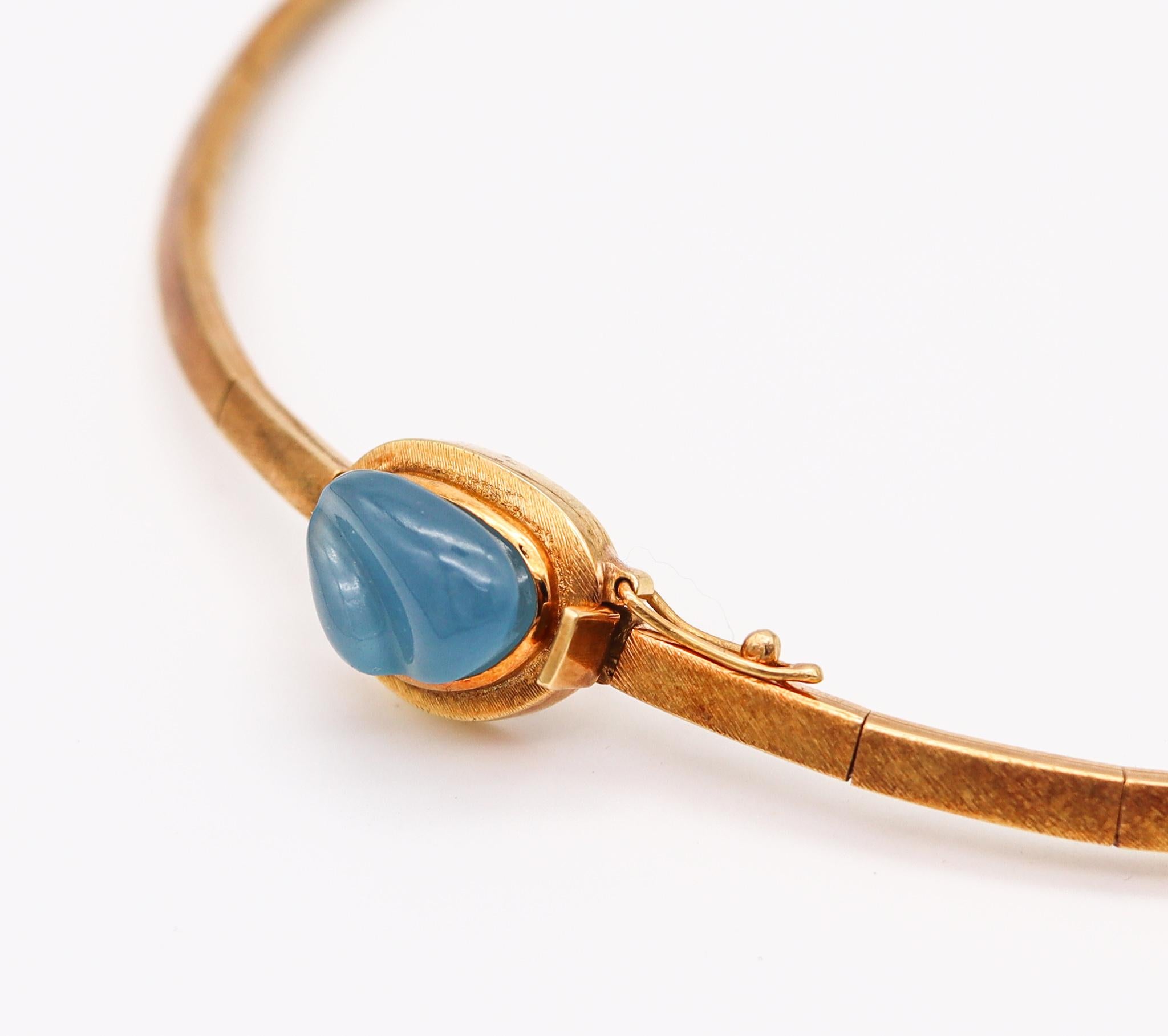 Modernist Burle Marx 1968 Brazil Necklace In 18Kt Yellow Gold With Forma Livre Aquamarine